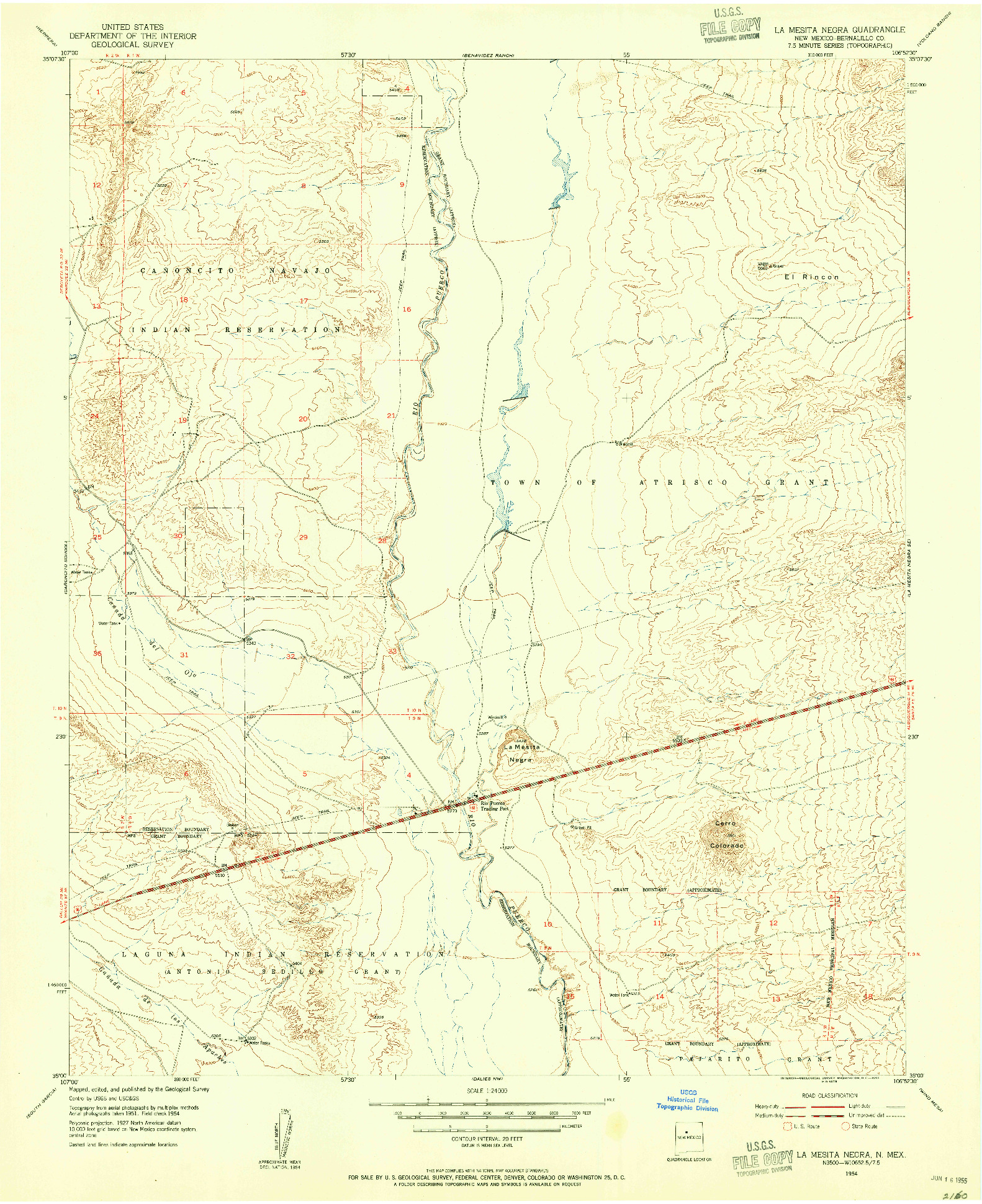 USGS 1:24000-SCALE QUADRANGLE FOR LA MESITA NEGRA, NM 1954