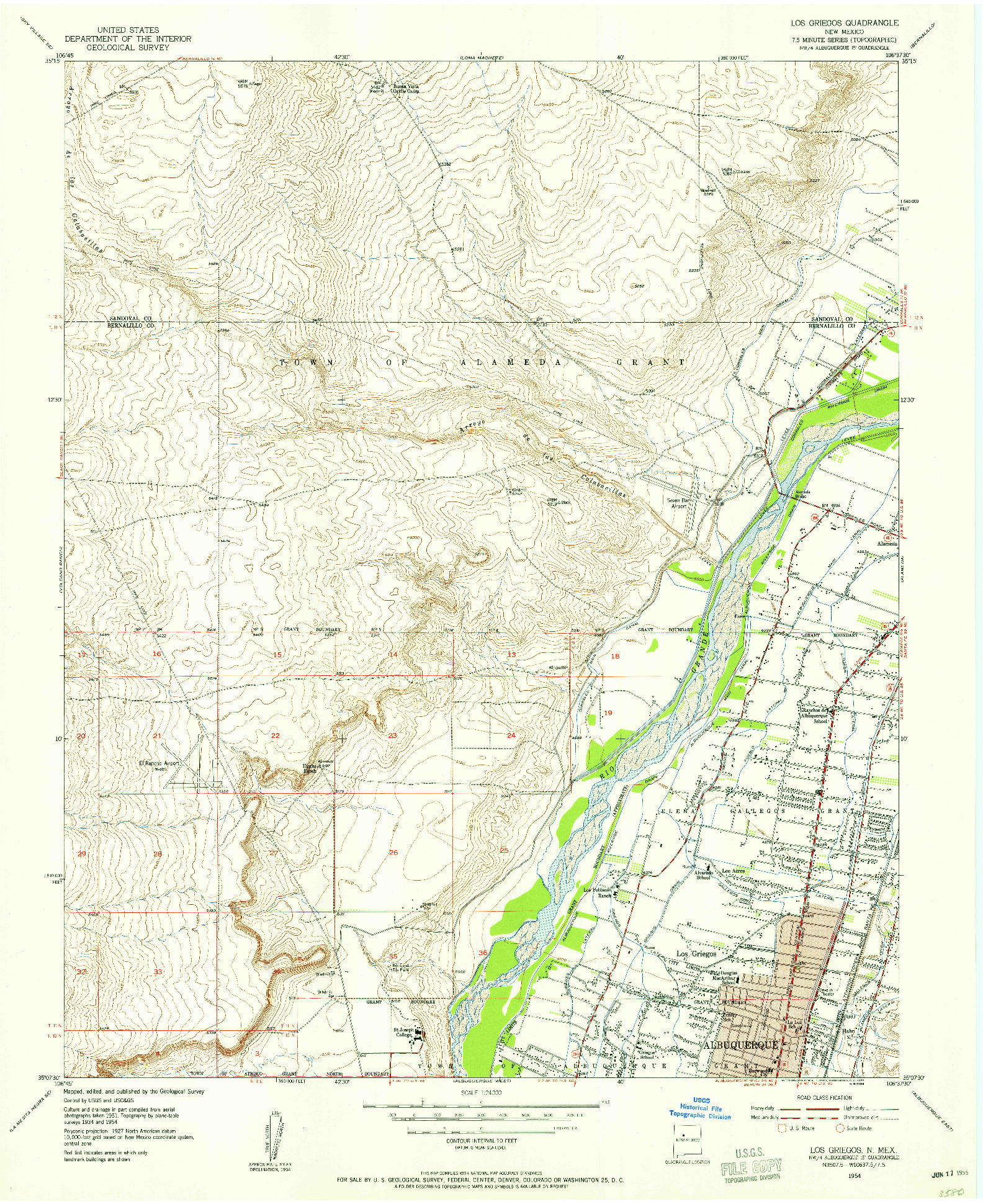 USGS 1:24000-SCALE QUADRANGLE FOR LOS GRIEGOS, NM 1954