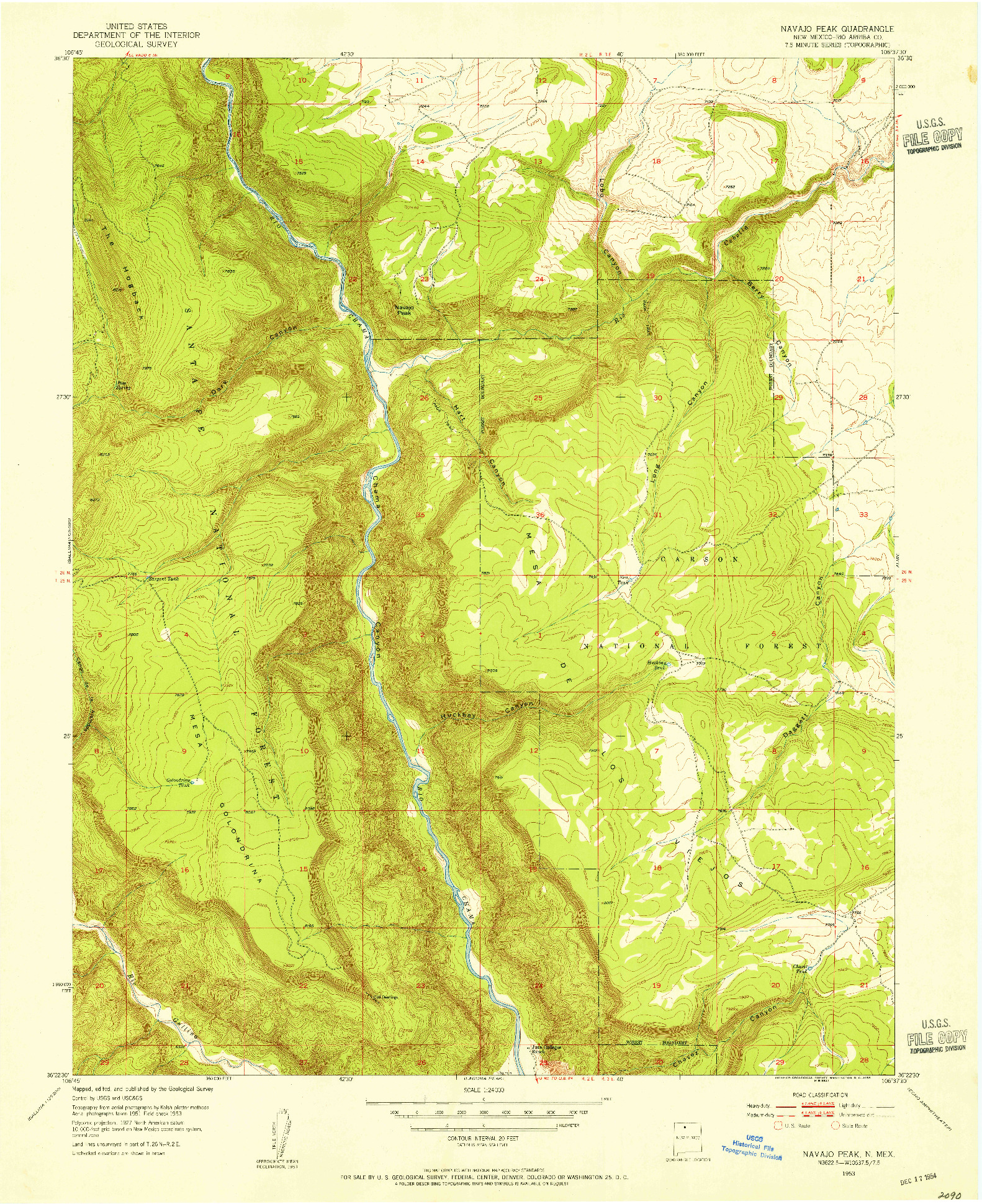 USGS 1:24000-SCALE QUADRANGLE FOR NAVAJO PEAK, NM 1953