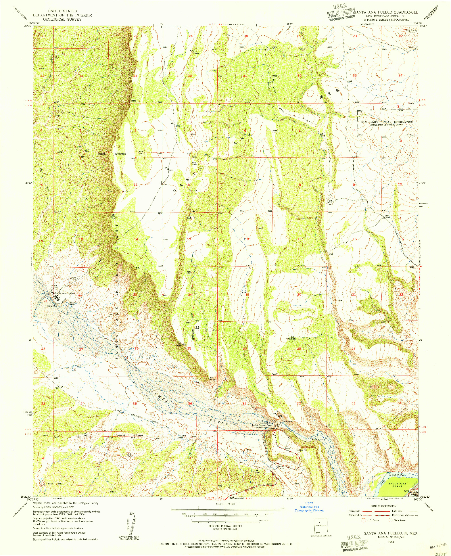 USGS 1:24000-SCALE QUADRANGLE FOR SANTA ANA PUEBLO, NM 1954