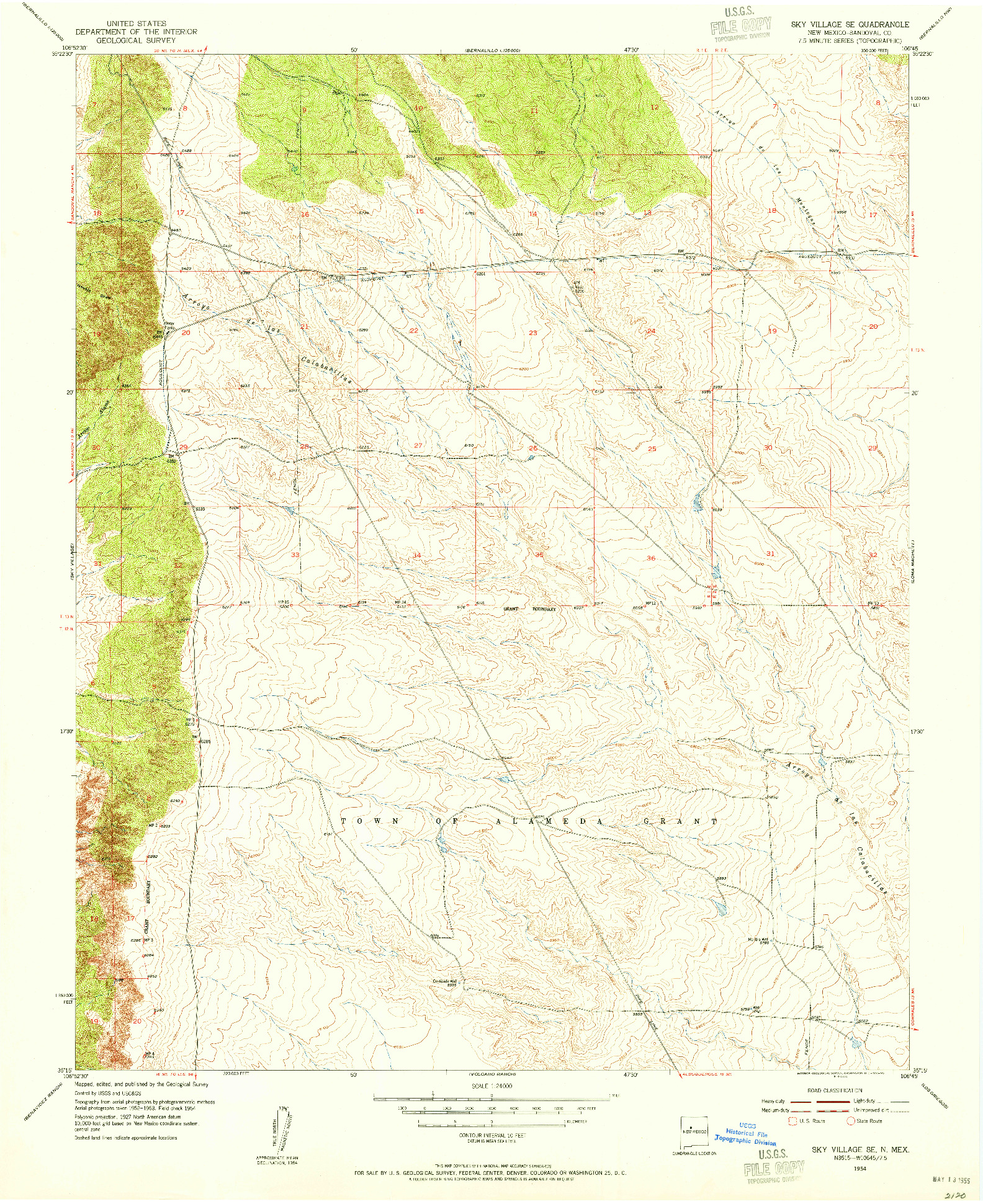 USGS 1:24000-SCALE QUADRANGLE FOR SKY VILLAGE SE, NM 1954