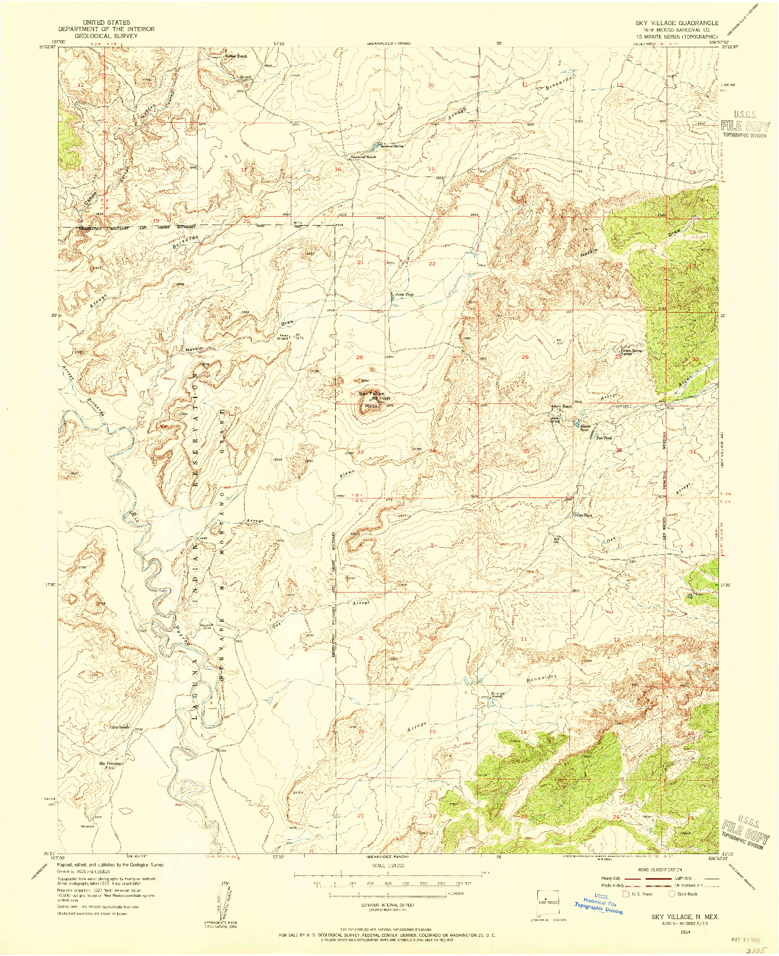 USGS 1:24000-SCALE QUADRANGLE FOR SKY VILLAGE, NM 1954