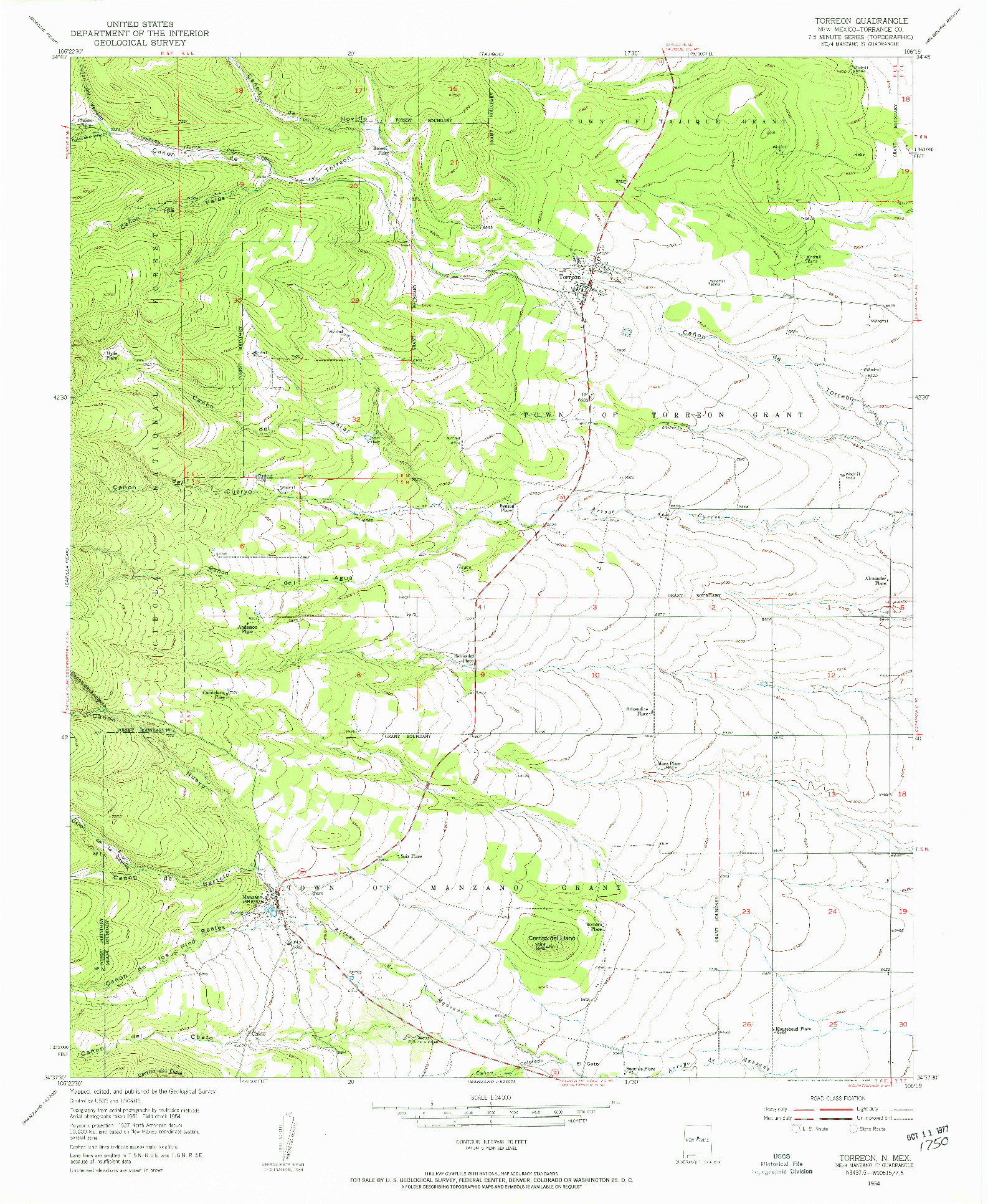 USGS 1:24000-SCALE QUADRANGLE FOR TORREON, NM 1954