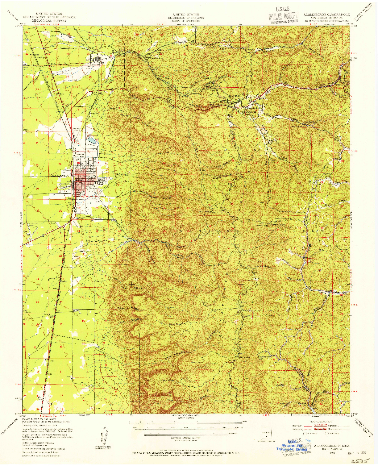 USGS 1:62500-SCALE QUADRANGLE FOR ALAMOGORDO, NM 1950