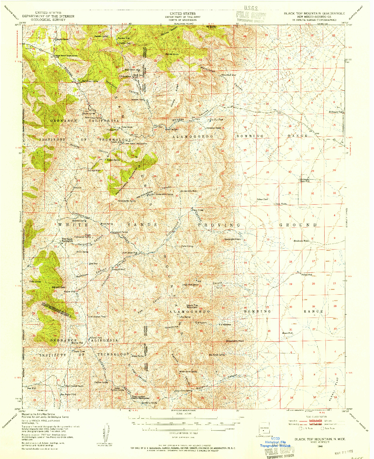 USGS 1:62500-SCALE QUADRANGLE FOR BLACK TOP MOUNTAIN, NM 1948