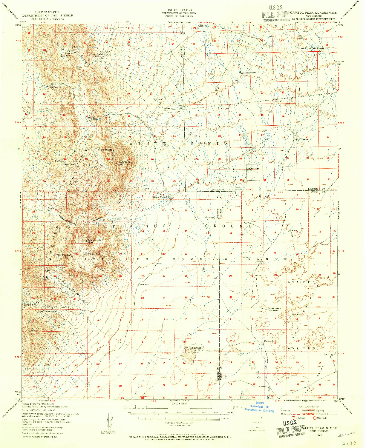 USGS 1:62500-SCALE QUADRANGLE FOR CAPITOL PEAK, NM 1947