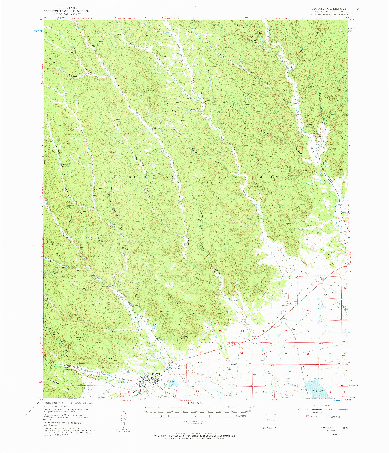 USGS 1:62500-SCALE QUADRANGLE FOR CIMARRON, NM 1955