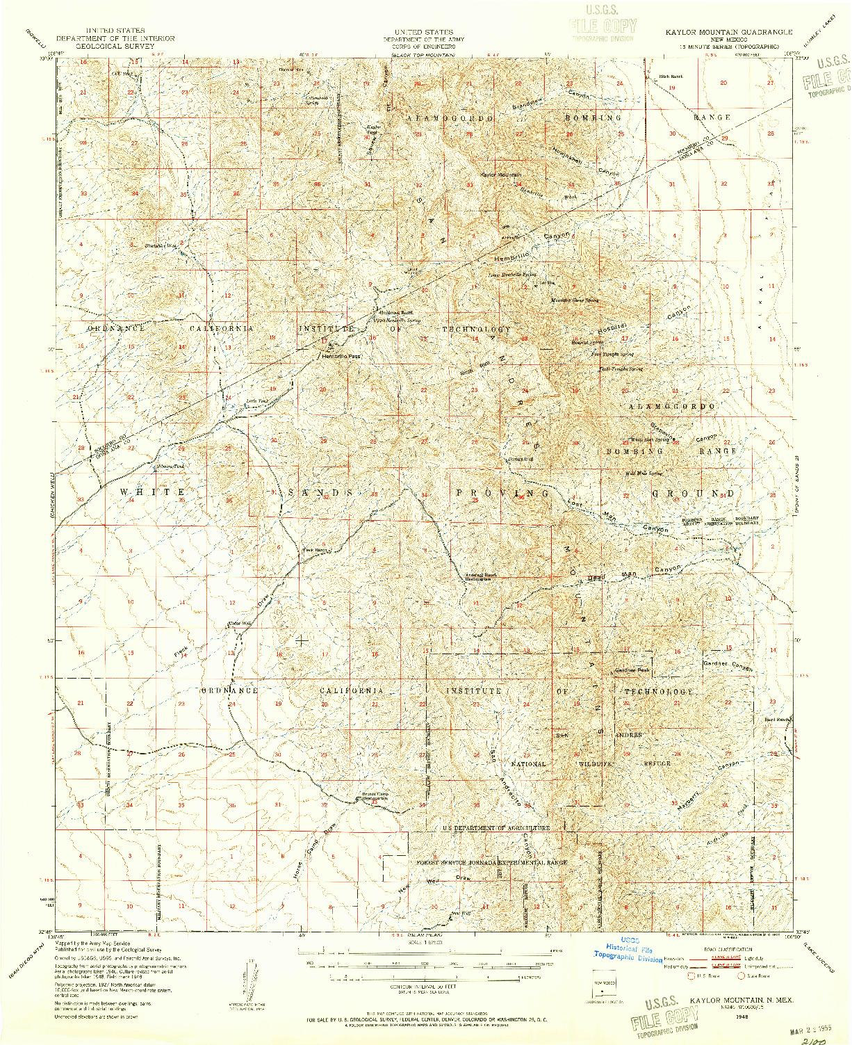 USGS 1:62500-SCALE QUADRANGLE FOR KAYLOR MOUNTAIN, NM 1948