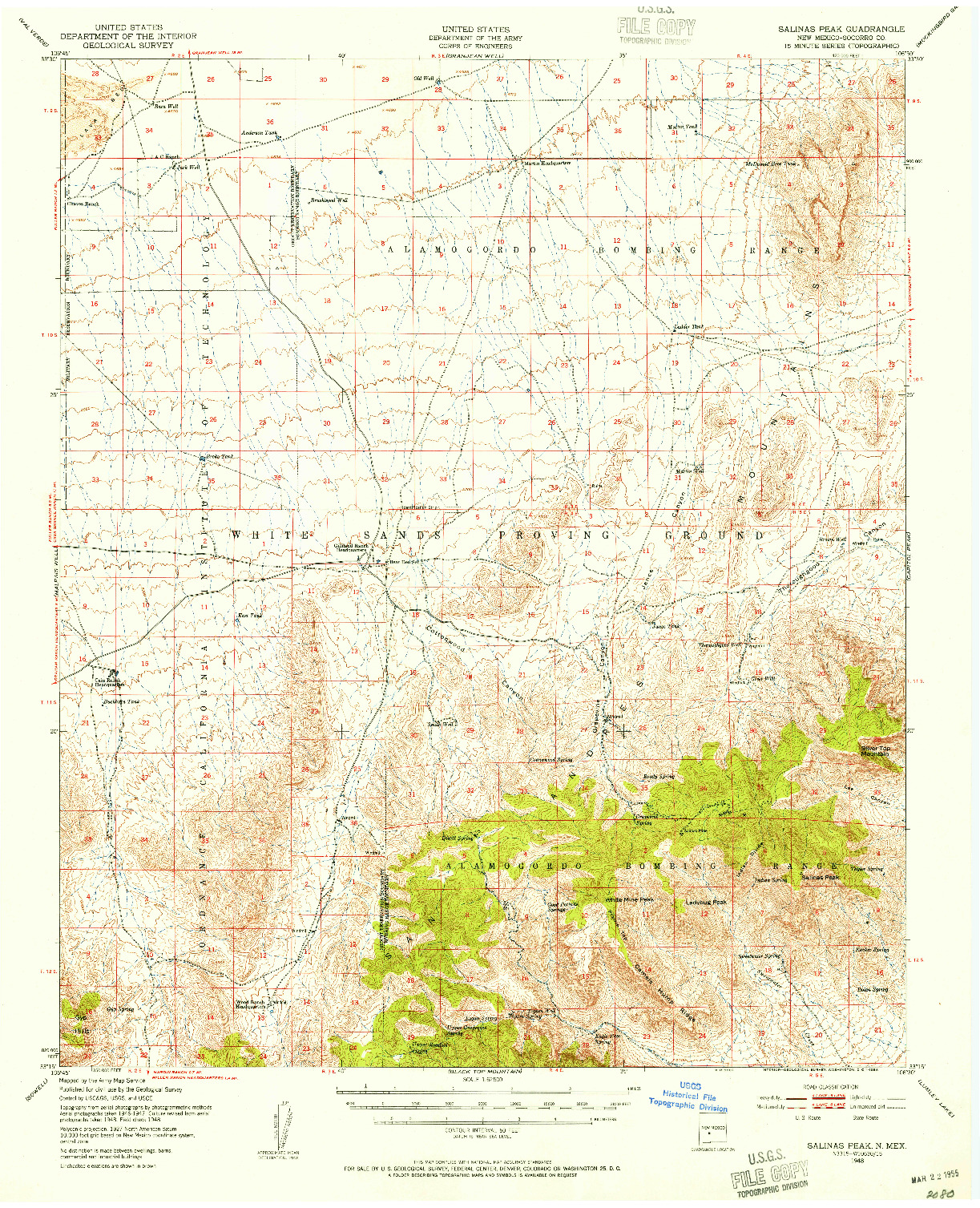 USGS 1:62500-SCALE QUADRANGLE FOR SALINAS PEAK, NM 1948