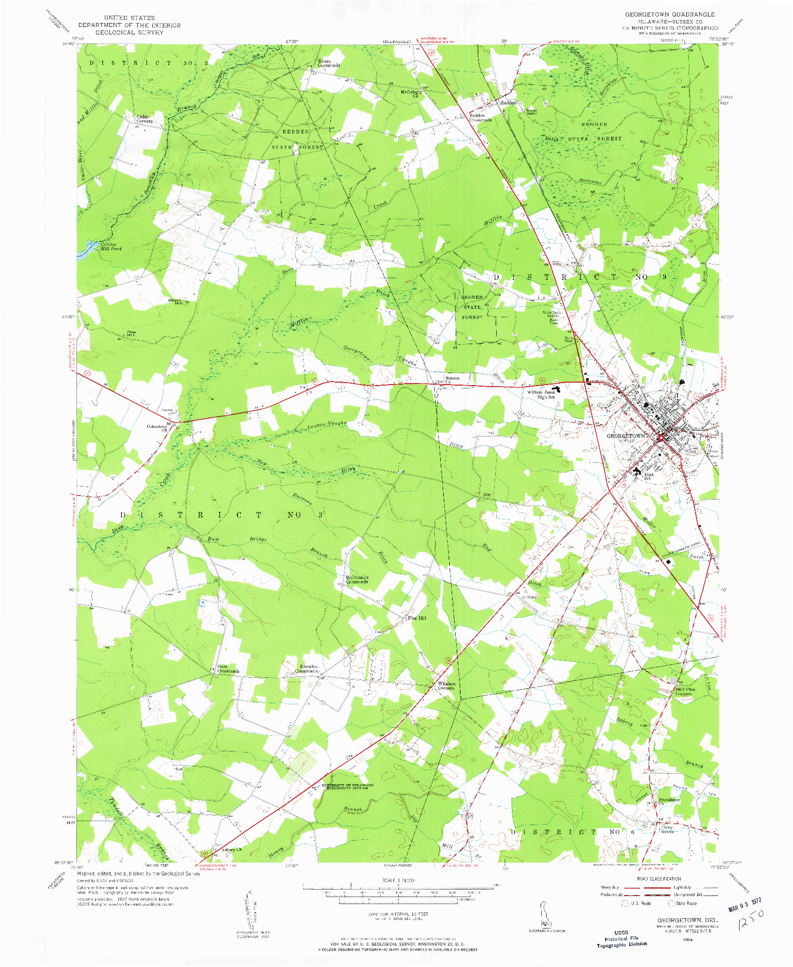 USGS 1:24000-SCALE QUADRANGLE FOR GEORGETOWN, DE 1954