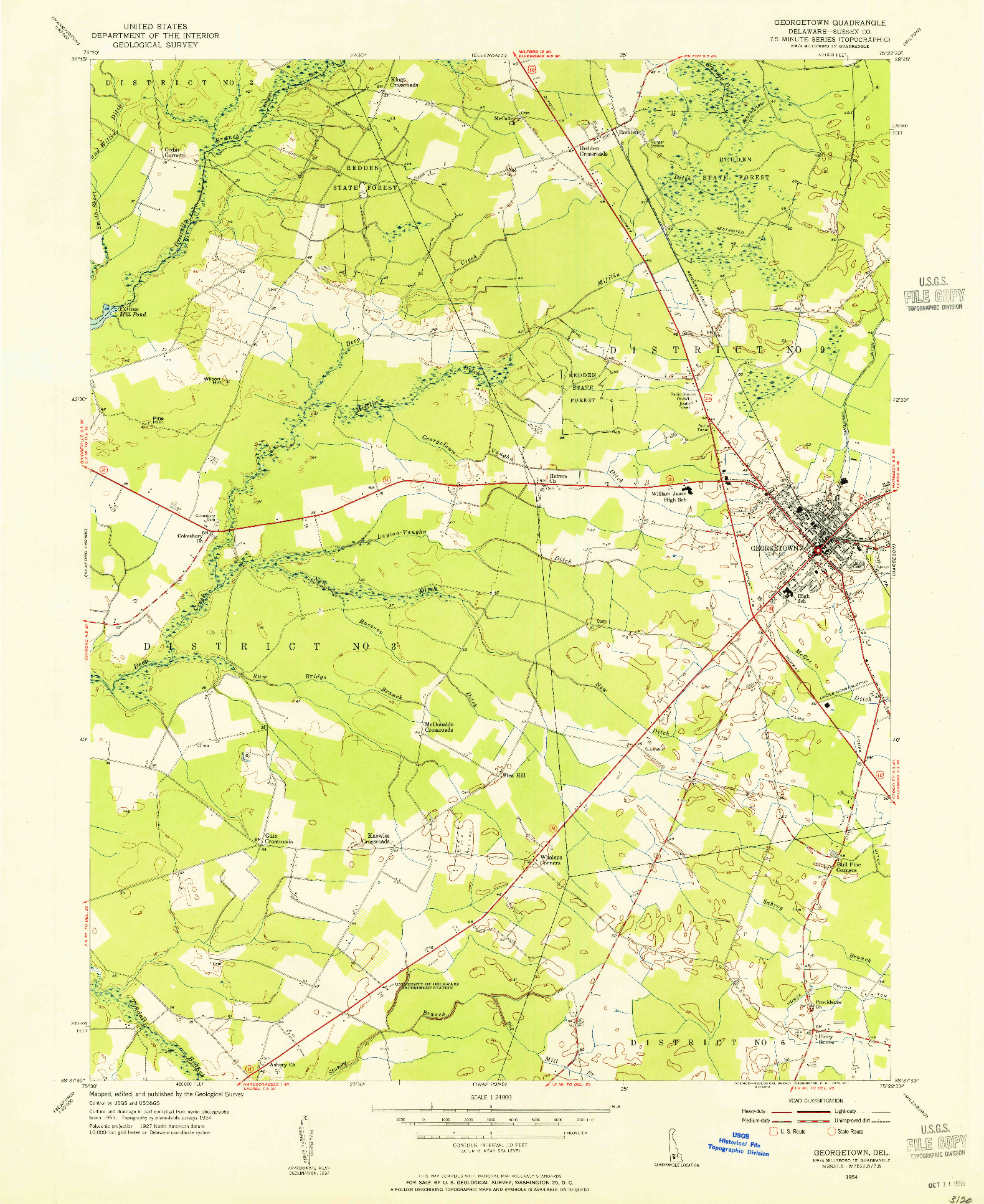 USGS 1:24000-SCALE QUADRANGLE FOR GEORGETOWN, DE 1954