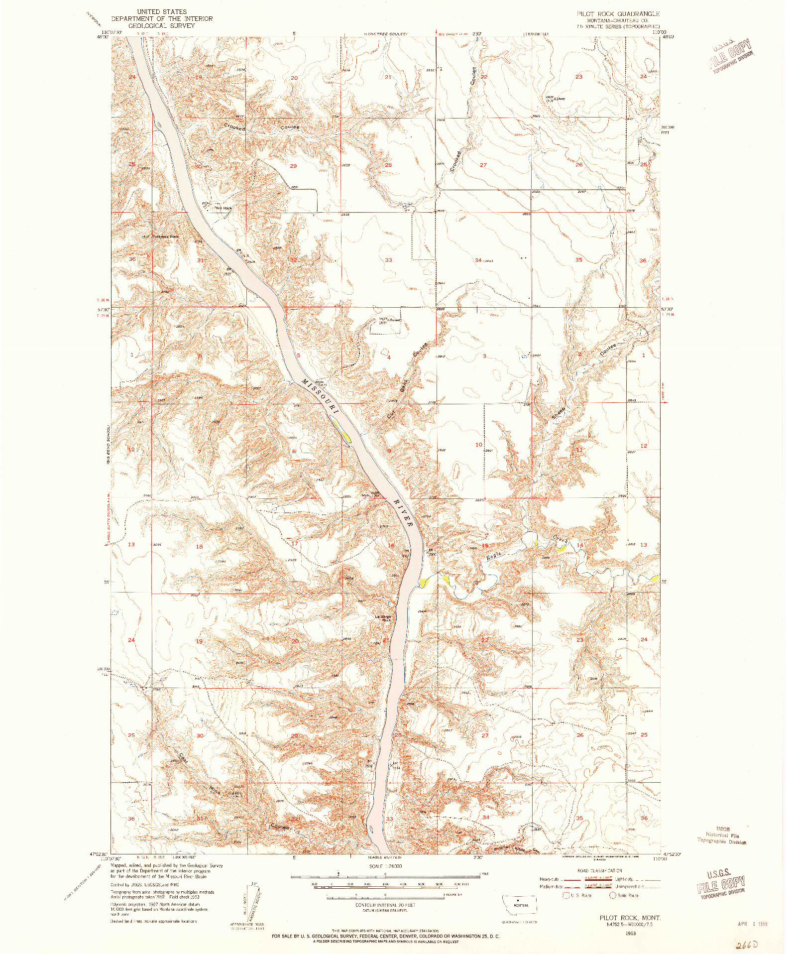 USGS 1:24000-SCALE QUADRANGLE FOR PILOT ROCK, MT 1953