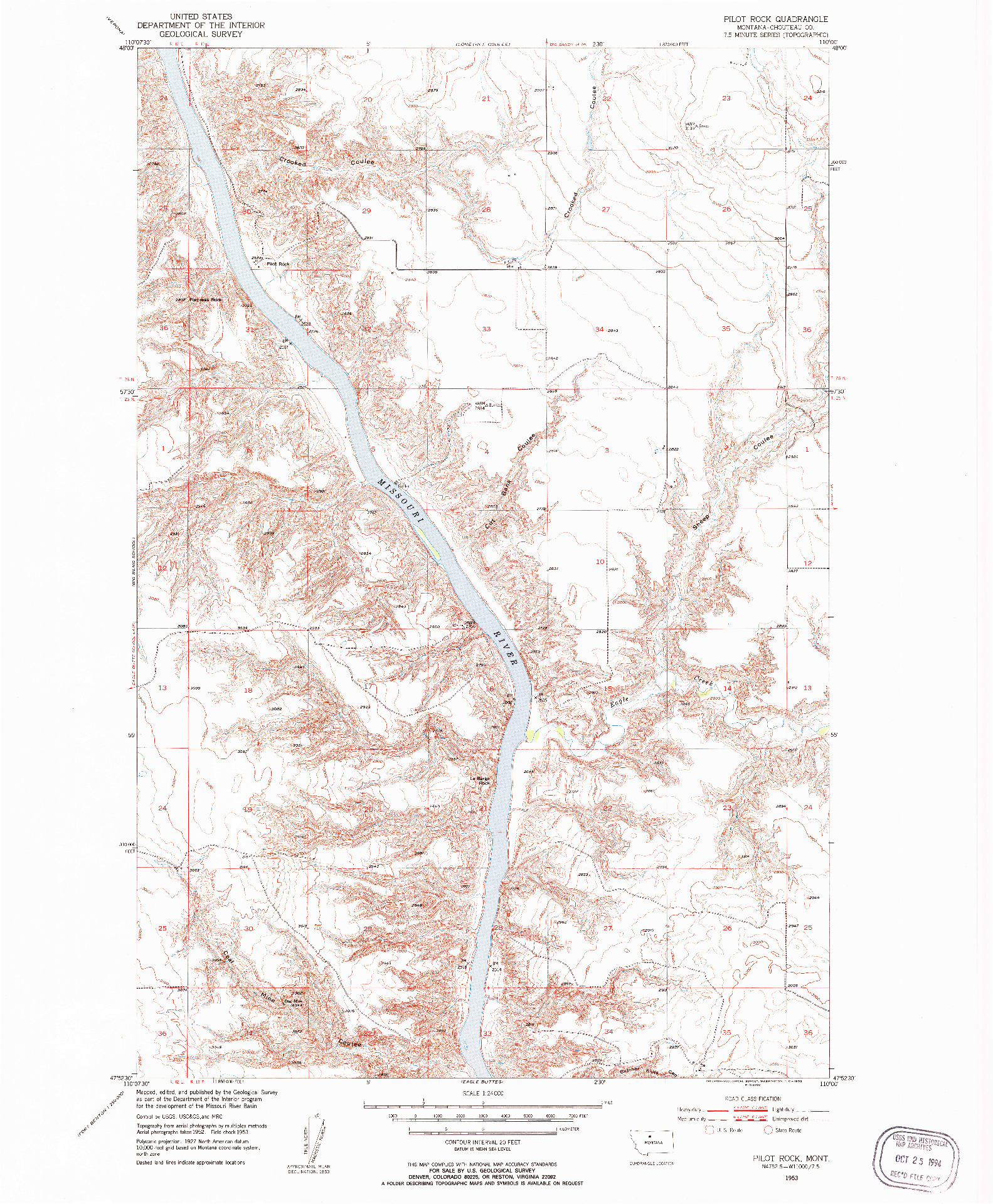 USGS 1:24000-SCALE QUADRANGLE FOR PILOT ROCK, MT 1953