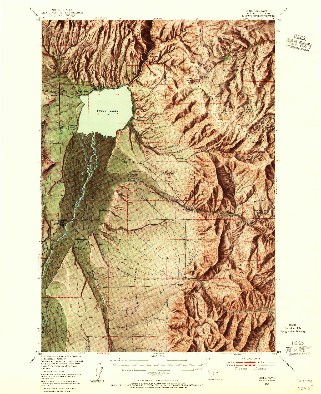 USGS 1:62500-SCALE QUADRANGLE FOR ENNIS, MT 1949