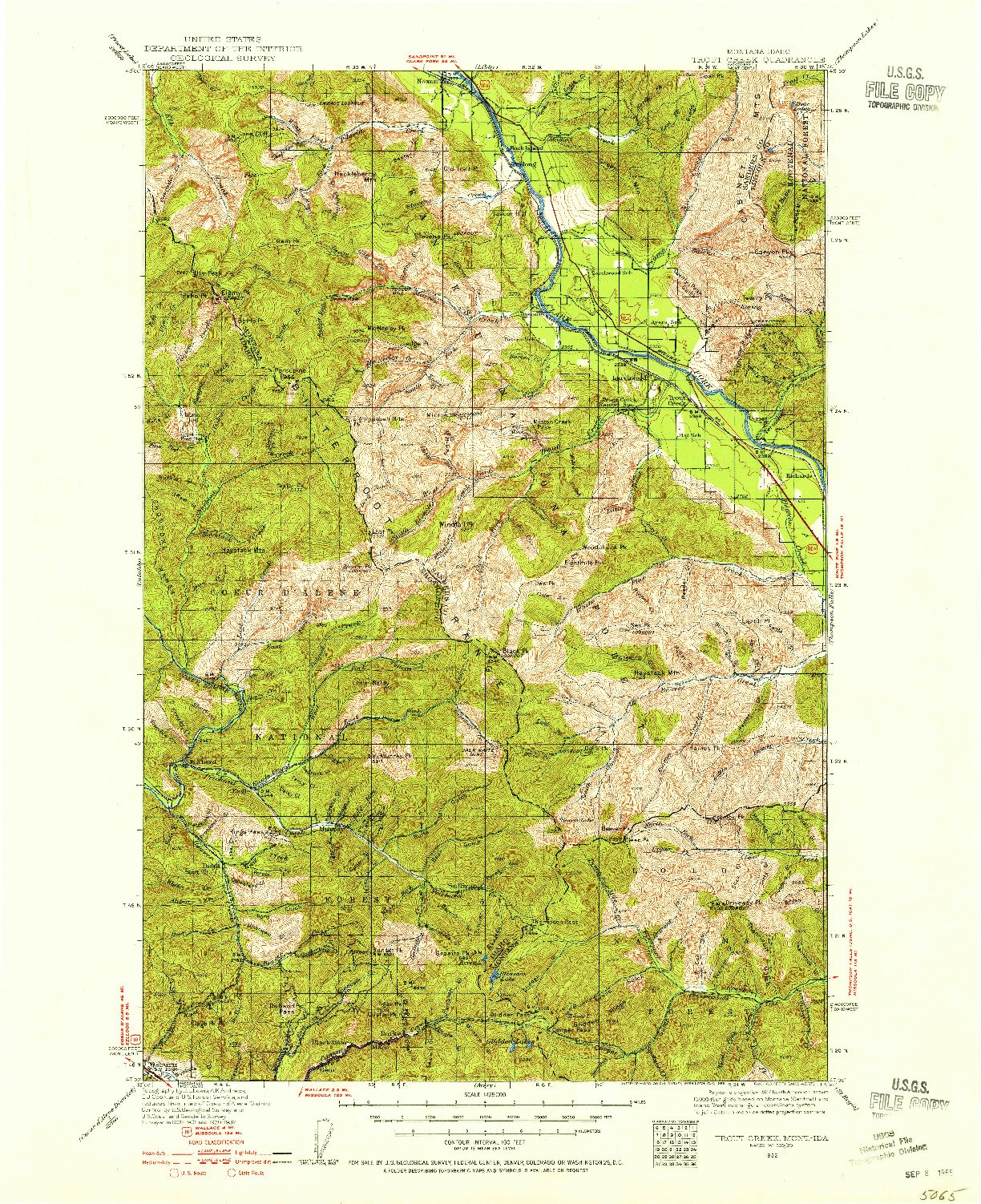 USGS 1:125000-SCALE QUADRANGLE FOR TROUT CREEK, MT 1932