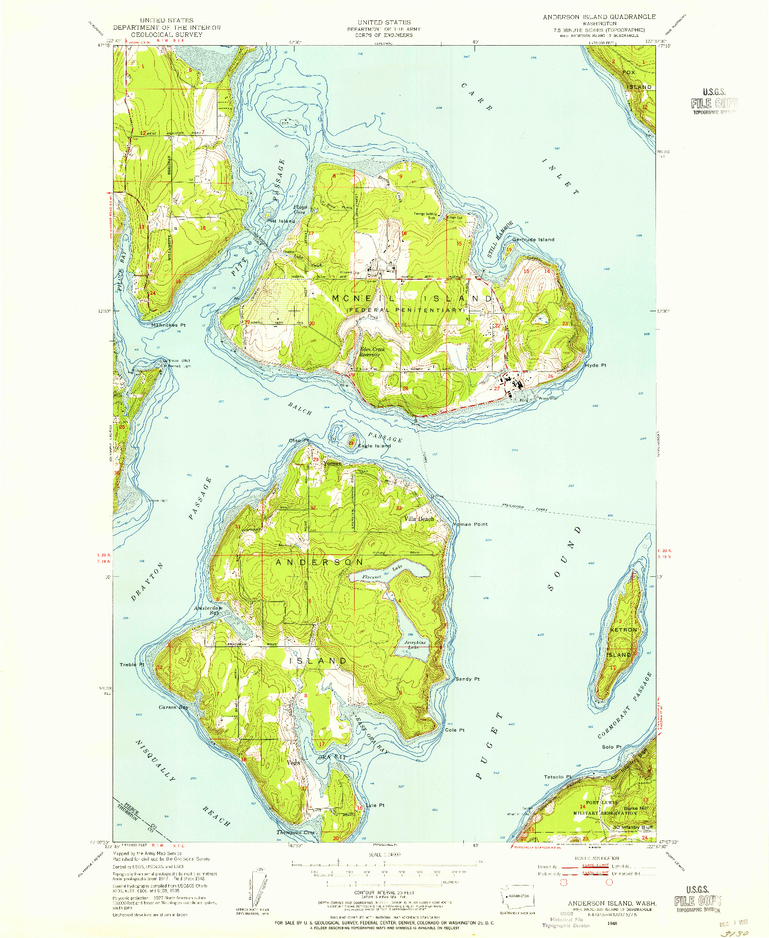 USGS 1:24000-SCALE QUADRANGLE FOR ANDERSON ISLAND, WA 1948