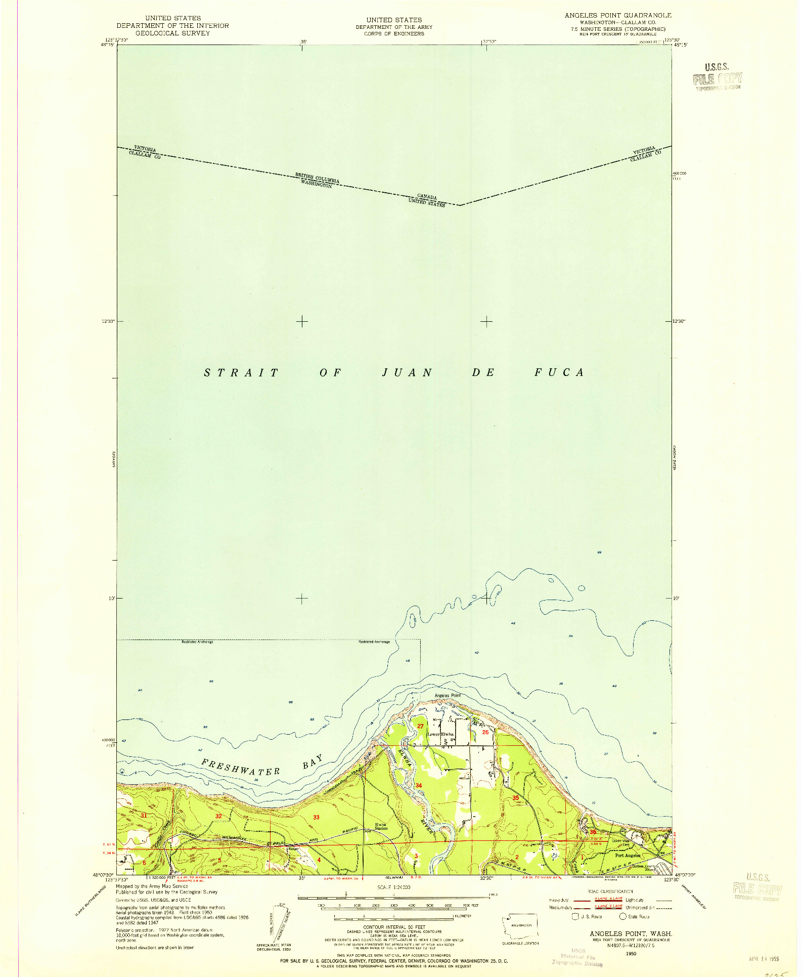 USGS 1:24000-SCALE QUADRANGLE FOR ANGELES POINT, WA 1950
