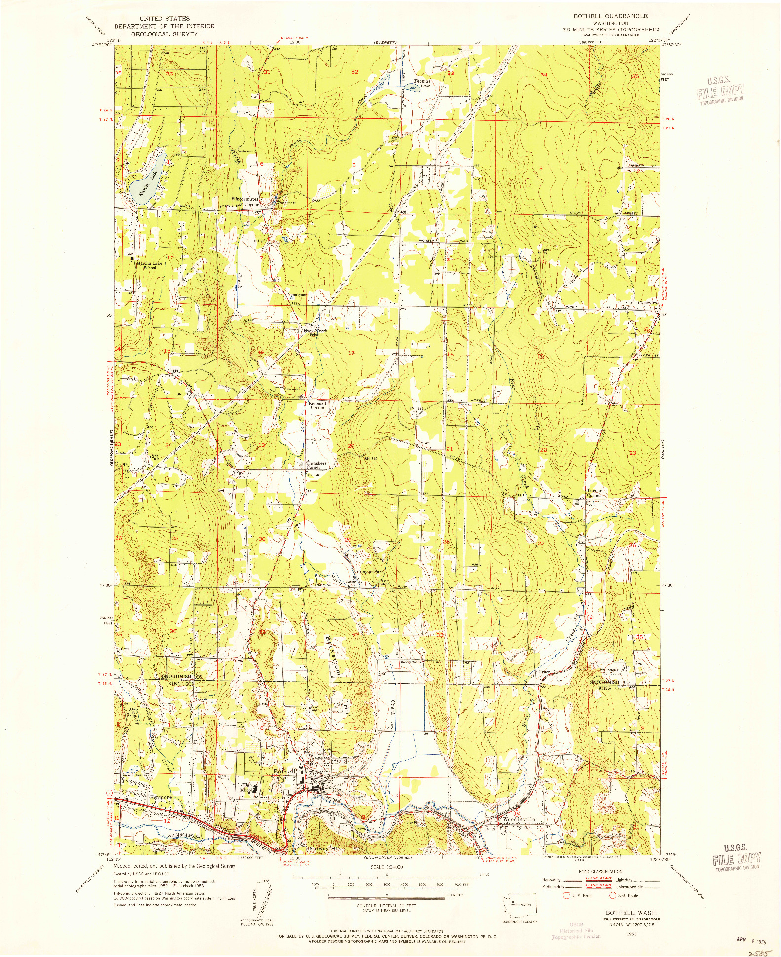 USGS 1:24000-SCALE QUADRANGLE FOR BOTHELL, WA 1953