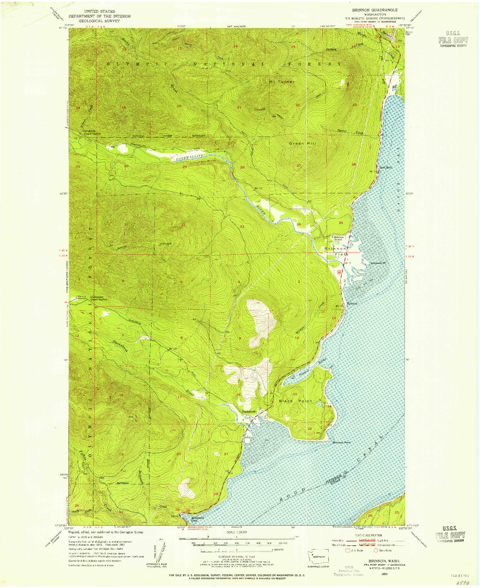 USGS 1:24000-SCALE QUADRANGLE FOR BRINNON, WA 1953