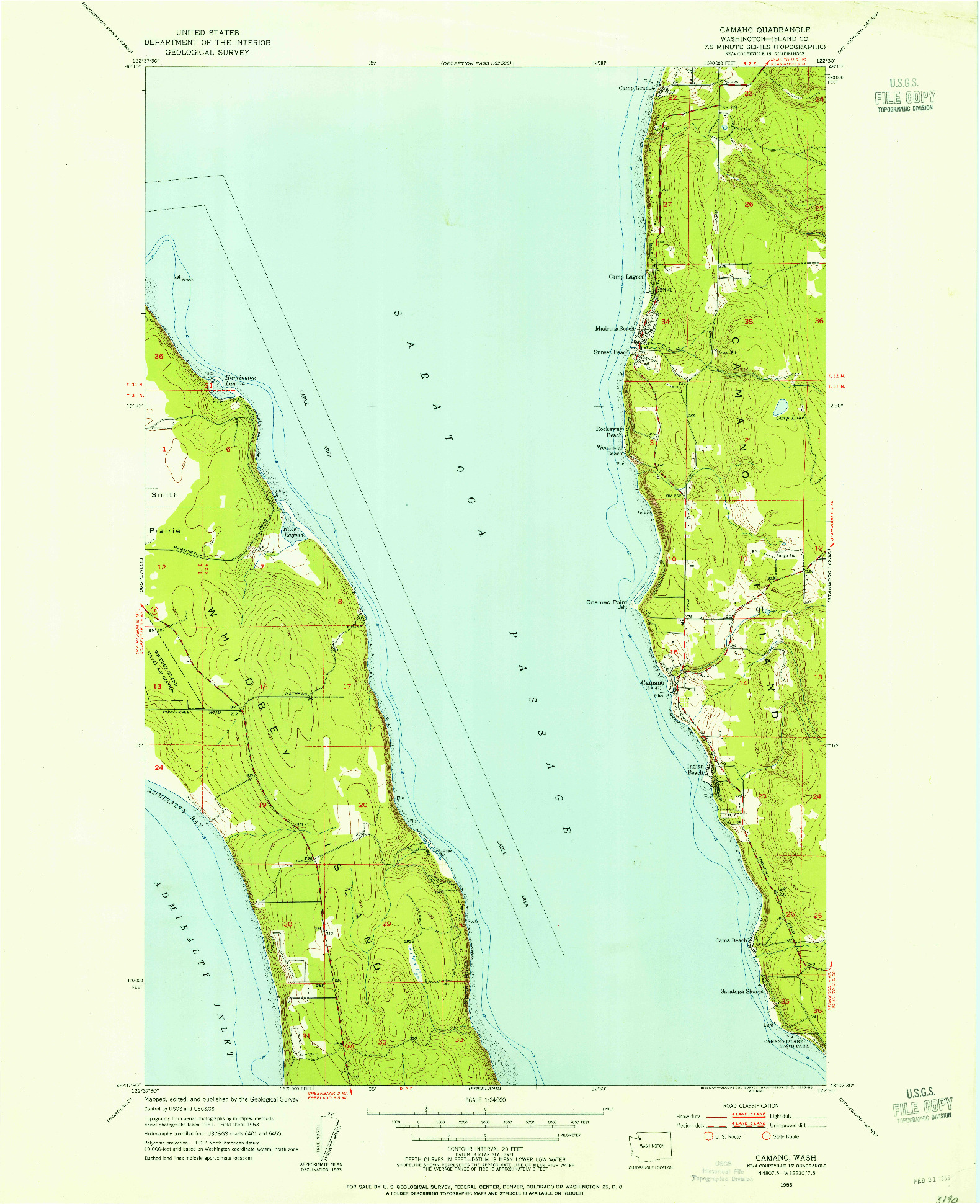 USGS 1:24000-SCALE QUADRANGLE FOR CAMANO, WA 1953