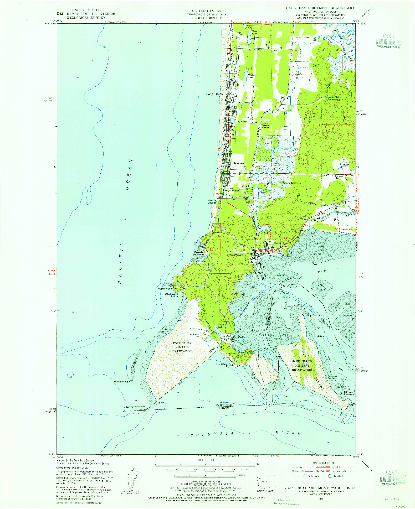 USGS 1:24000-SCALE QUADRANGLE FOR CAPE DISAPPOINTMENT, WA 1949