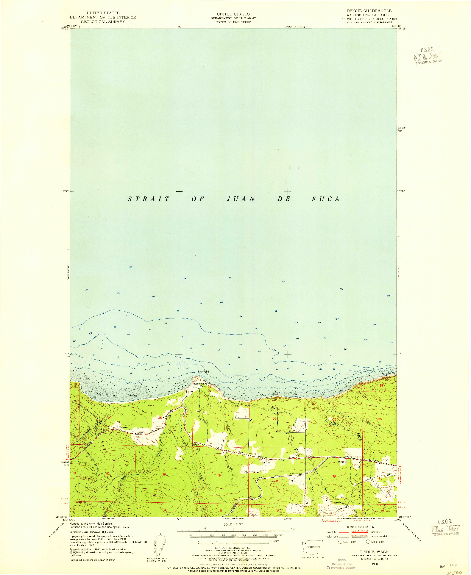 USGS 1:24000-SCALE QUADRANGLE FOR DISQUE, WA 1950