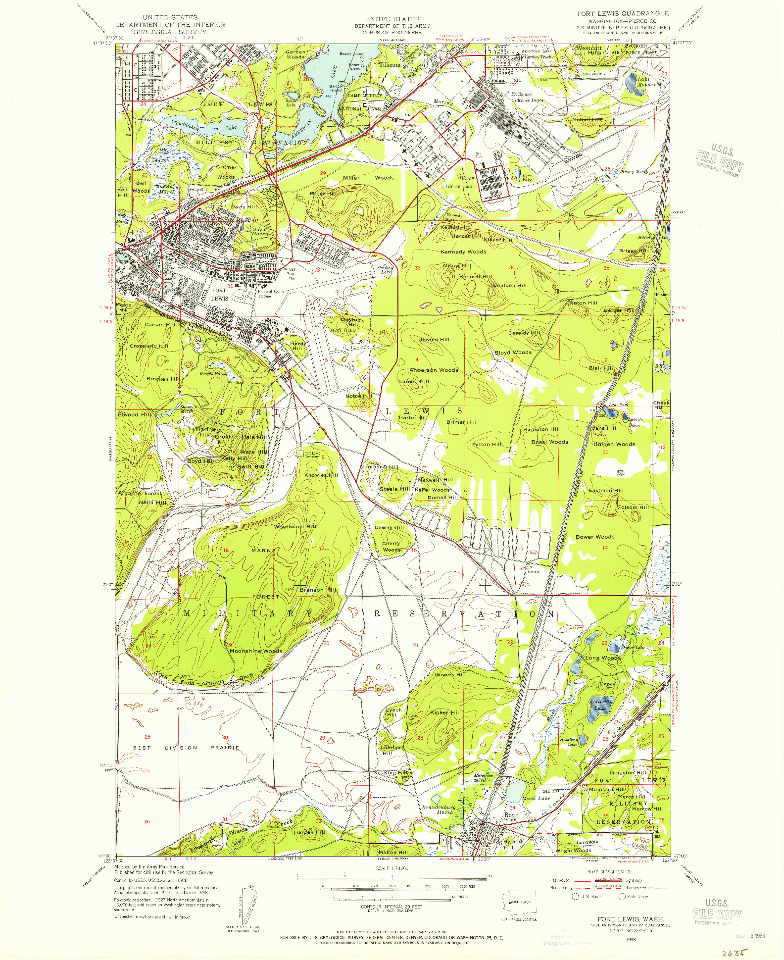 USGS 1:24000-SCALE QUADRANGLE FOR FORT LEWIS, WA 1948