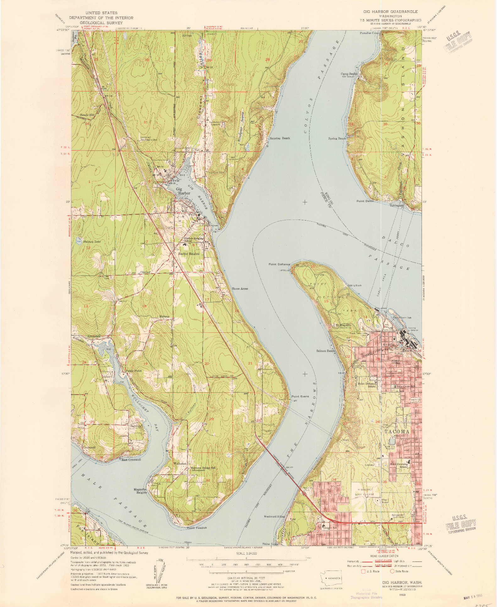 USGS 1:24000-SCALE QUADRANGLE FOR GIG HARBOR, WA 1953