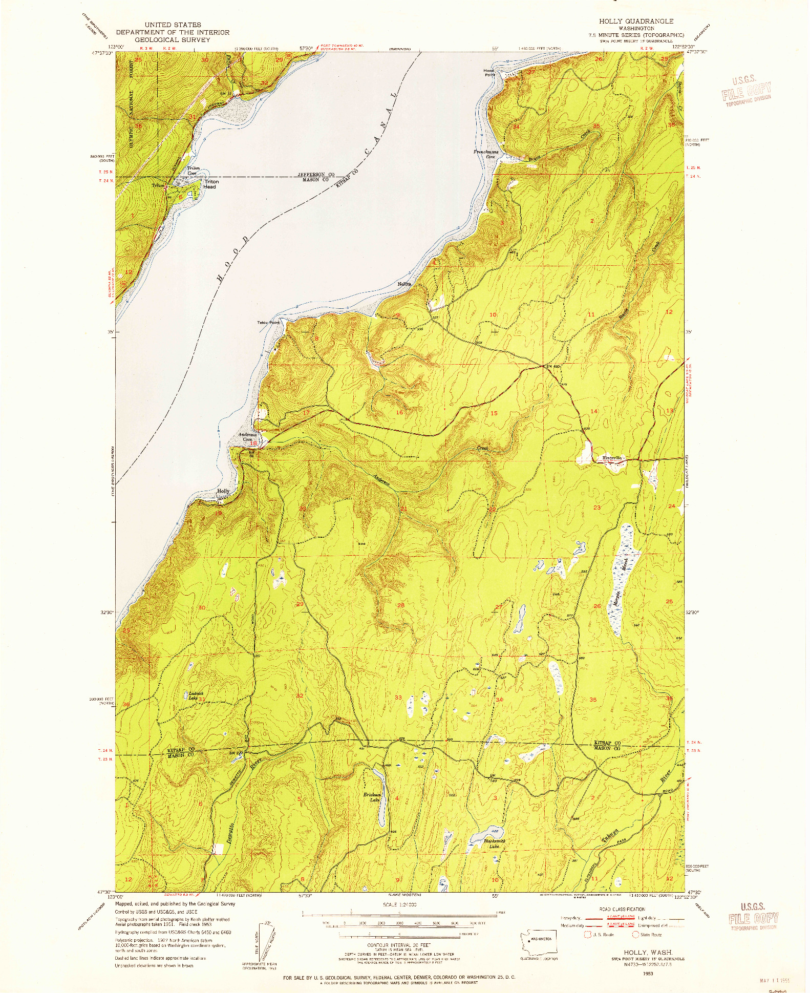 USGS 1:24000-SCALE QUADRANGLE FOR HOLLY, WA 1953