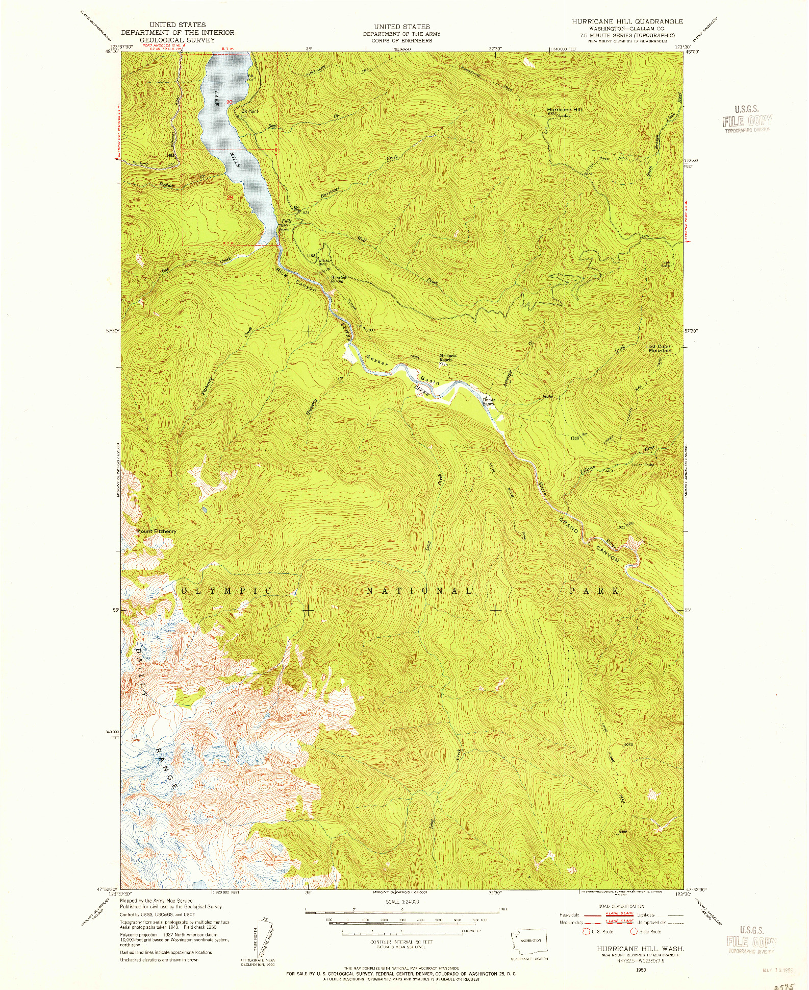 USGS 1:24000-SCALE QUADRANGLE FOR HURRICANE HILL, WA 1950