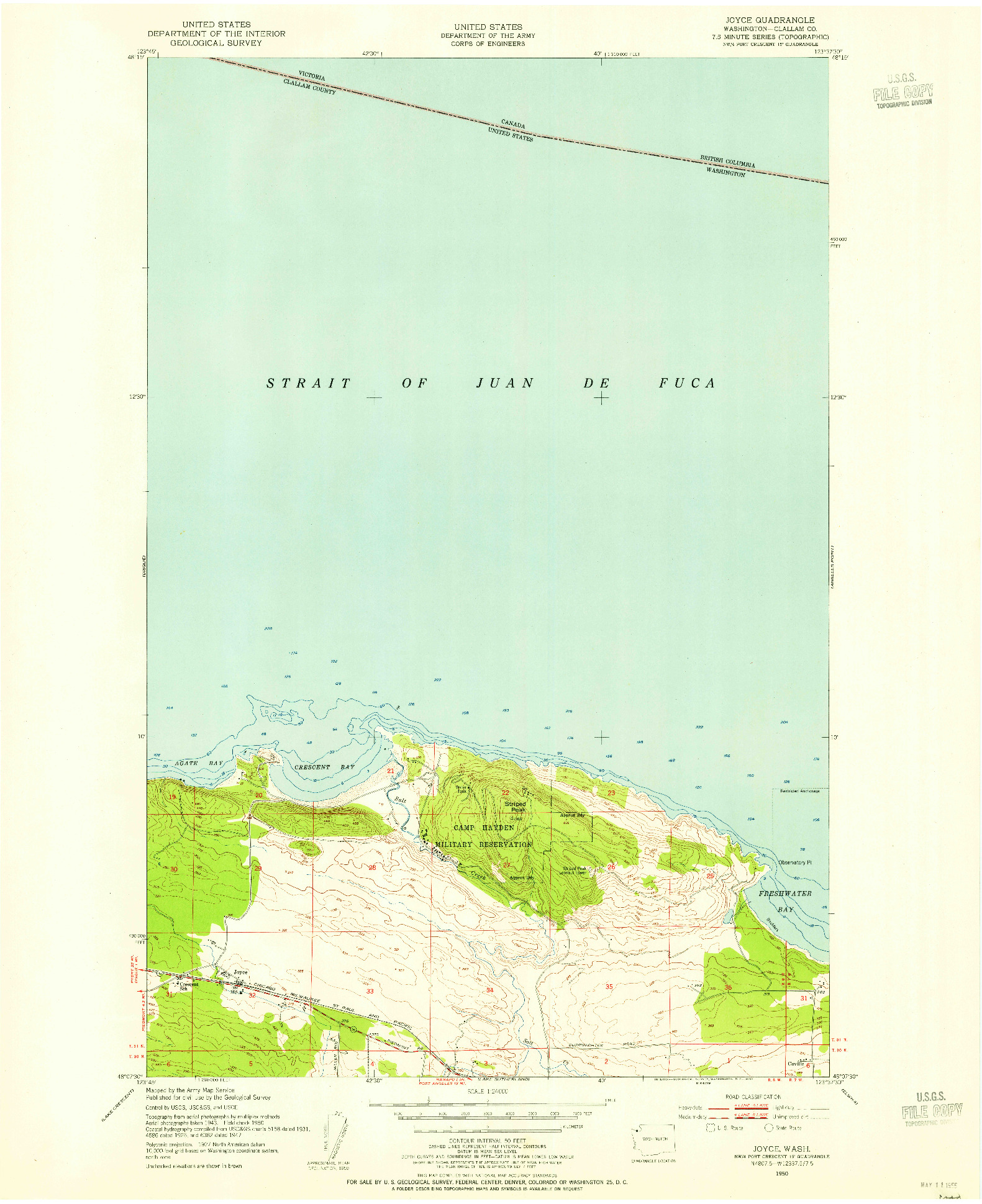 USGS 1:24000-SCALE QUADRANGLE FOR JOYCE, WA 1950