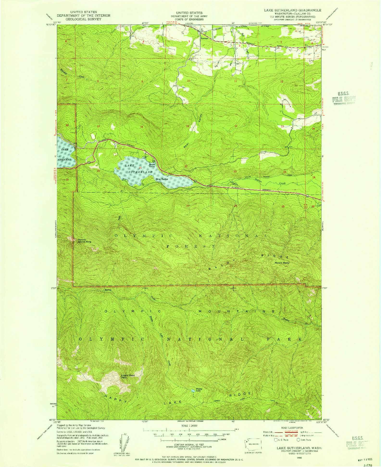 USGS 1:24000-SCALE QUADRANGLE FOR LAKE SUTHERLAND, WA 1950