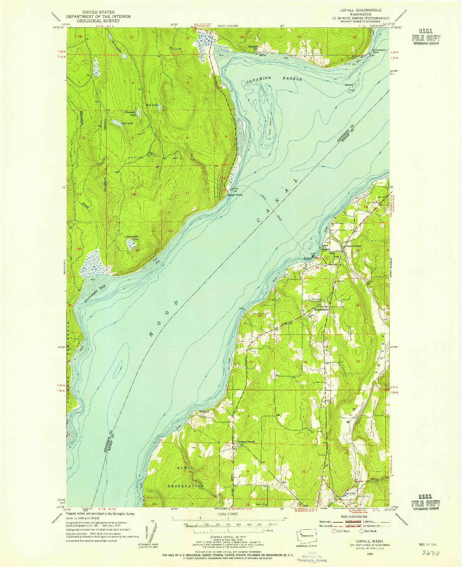USGS 1:24000-SCALE QUADRANGLE FOR LOFALL, WA 1953