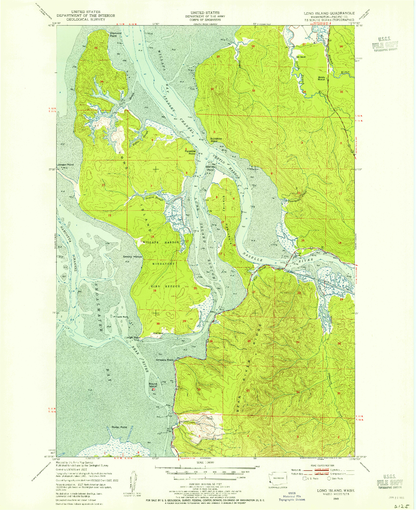 USGS 1:24000-SCALE QUADRANGLE FOR LONG ISLAND, WA 1949