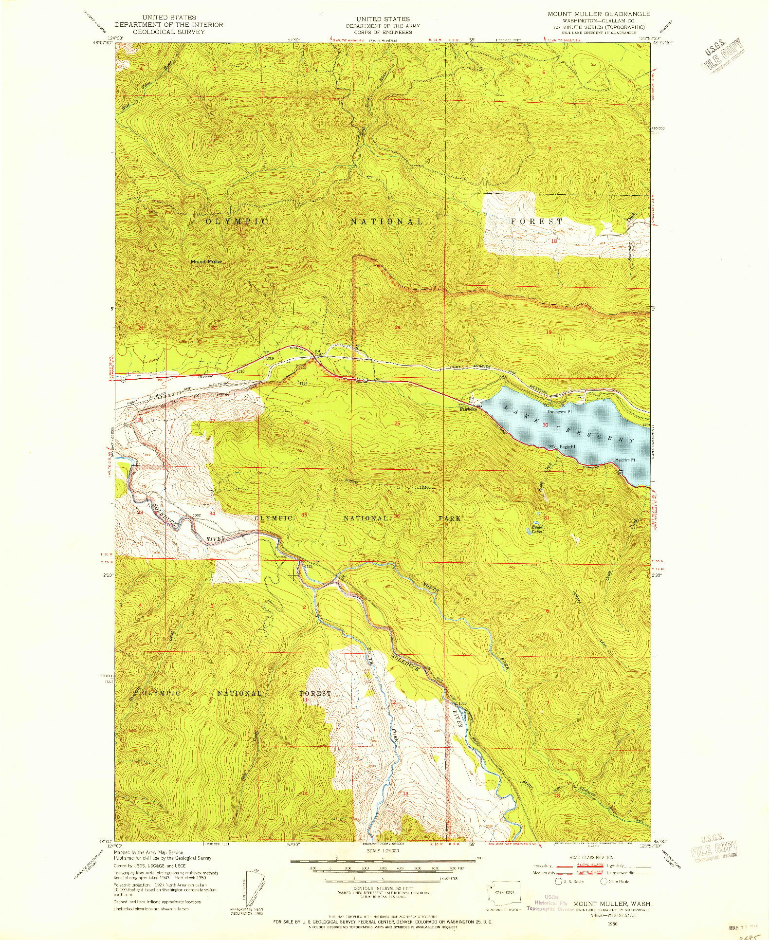 USGS 1:24000-SCALE QUADRANGLE FOR MOUNT MULLER, WA 1950