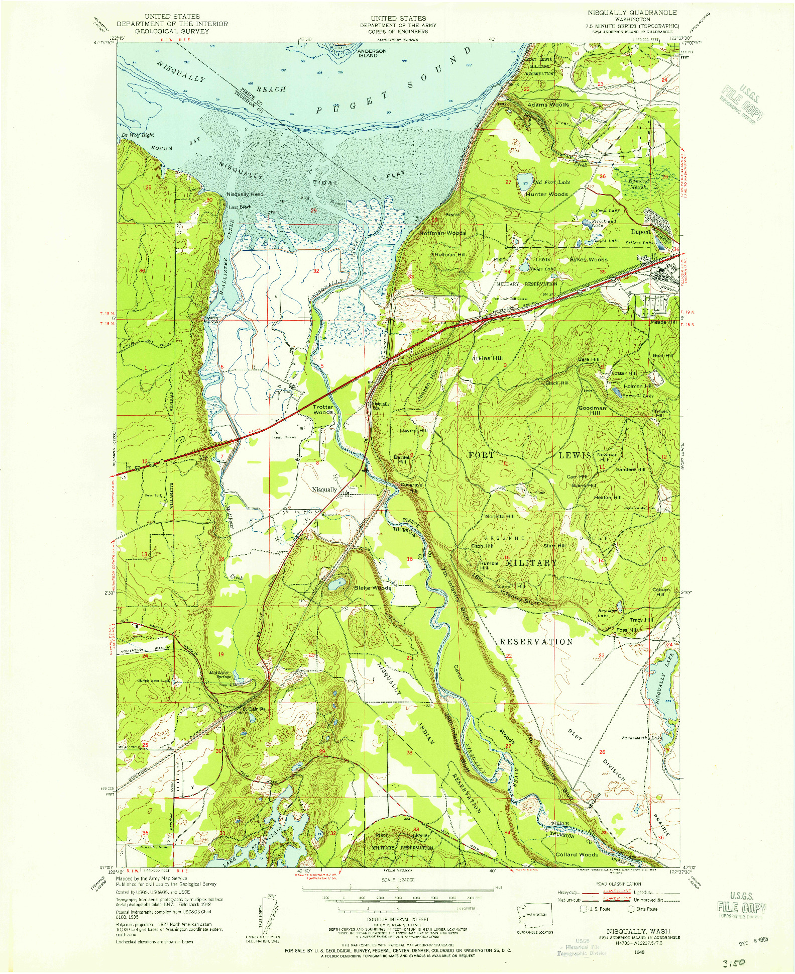 USGS 1:24000-SCALE QUADRANGLE FOR NISQUALLY, WA 1948