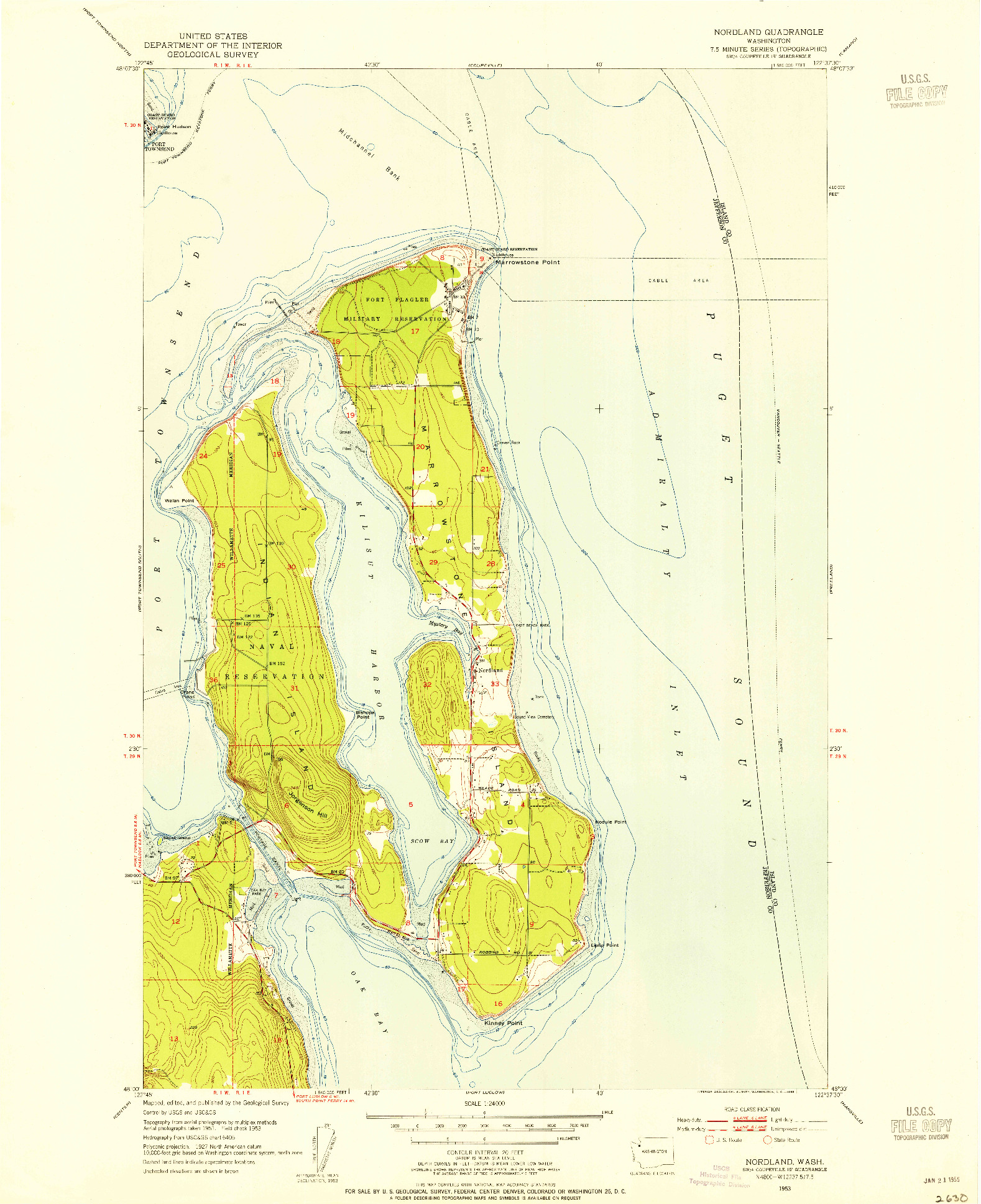 USGS 1:24000-SCALE QUADRANGLE FOR NORDLAND, WA 1953