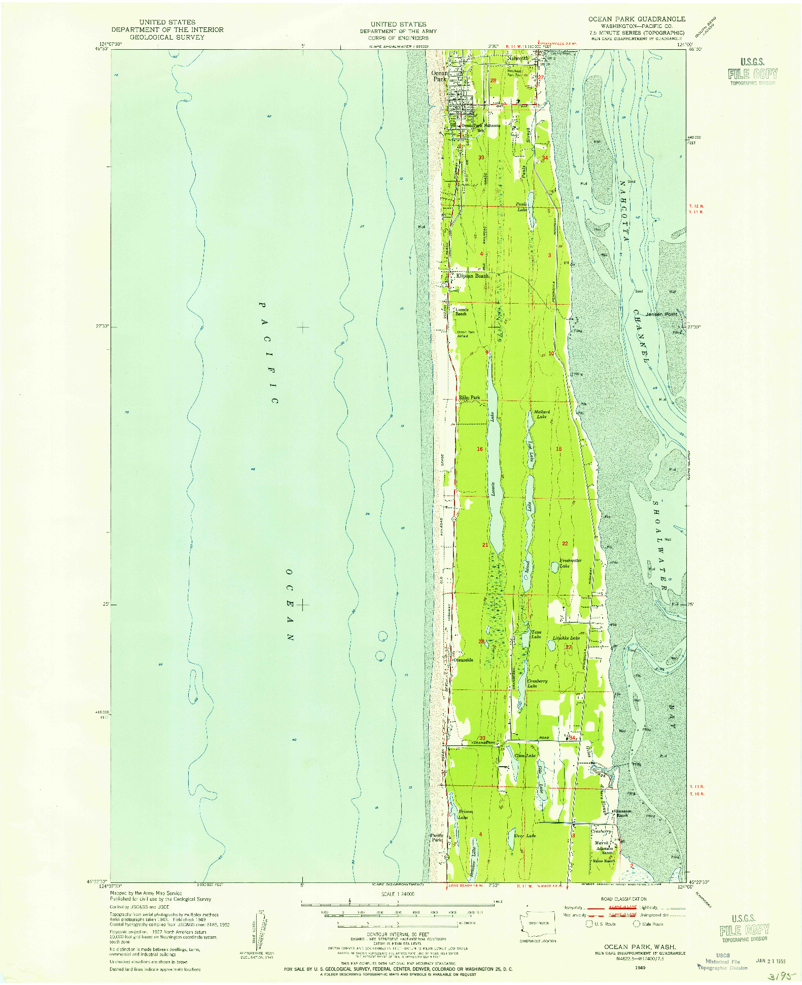 USGS 1:24000-SCALE QUADRANGLE FOR OCEAN PARK, WA 1949