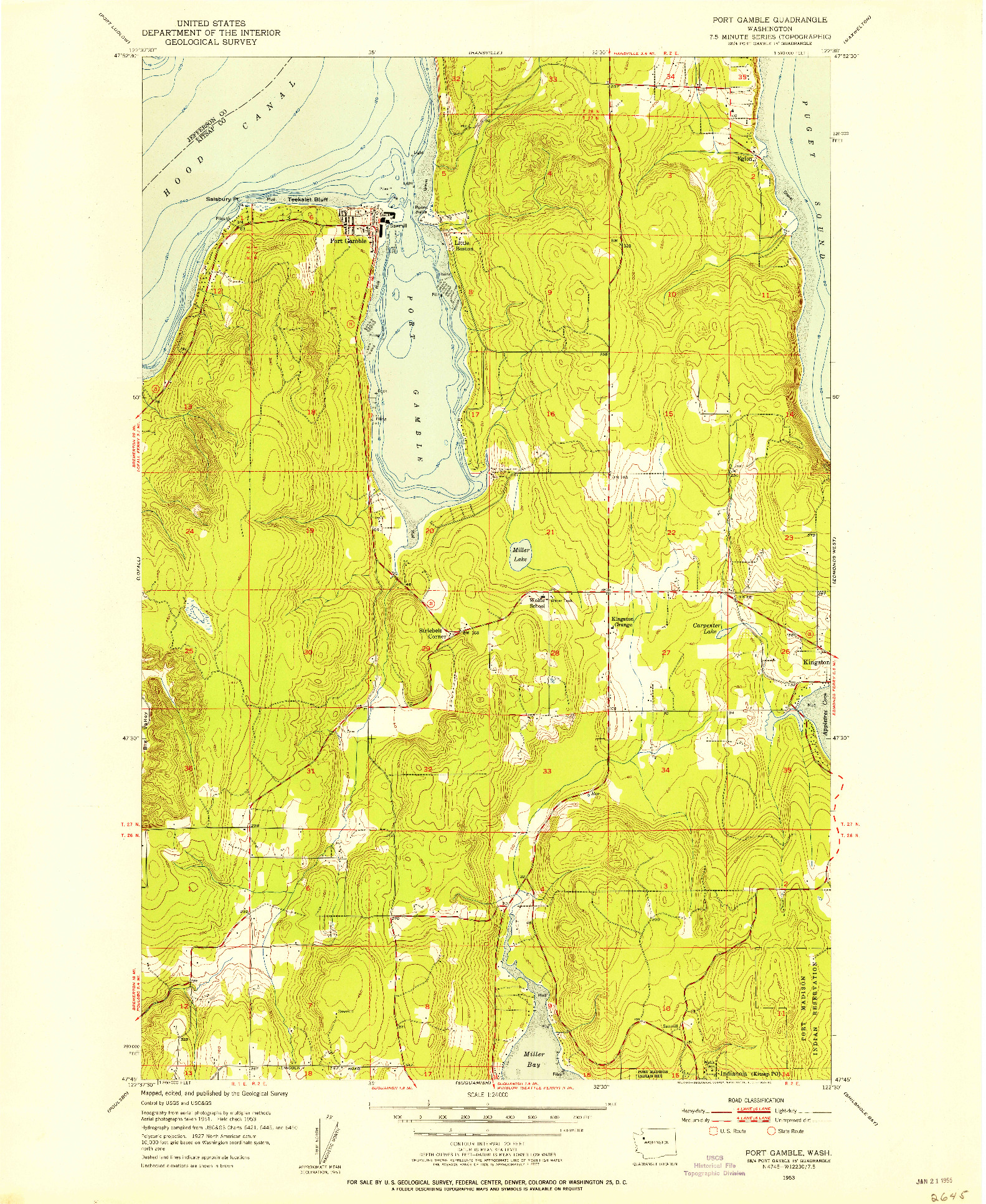 USGS 1:24000-SCALE QUADRANGLE FOR PORT GAMBLE, WA 1953