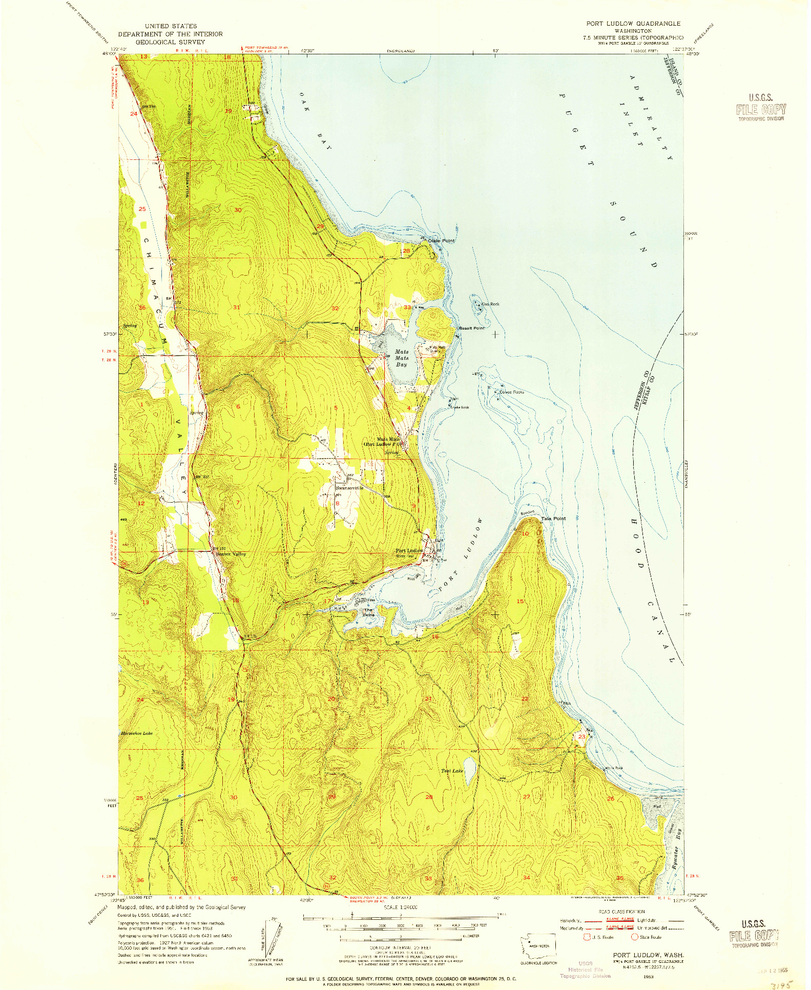 USGS 1:24000-SCALE QUADRANGLE FOR PORT LUDLOW, WA 1953