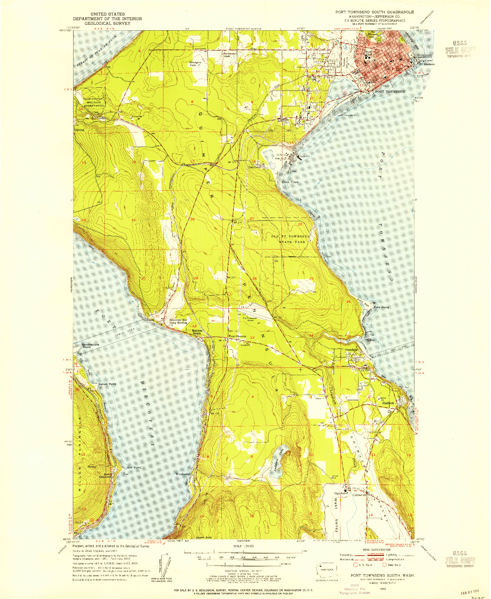 USGS 1:24000-SCALE QUADRANGLE FOR PORT TOWNSEND SOUTH, WA 1953