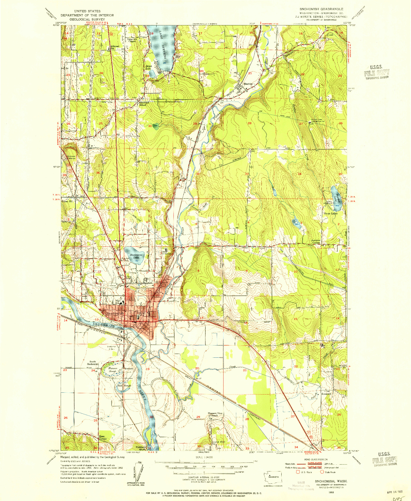 USGS 1:24000-SCALE QUADRANGLE FOR SNOHOMISH, WA 1953