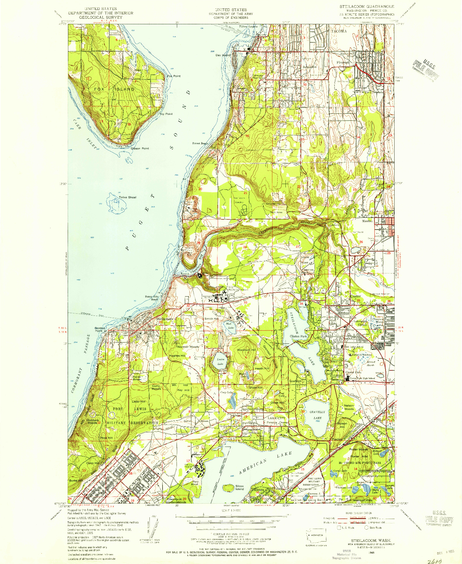 USGS 1:24000-SCALE QUADRANGLE FOR STEILACOOM, WA 1948