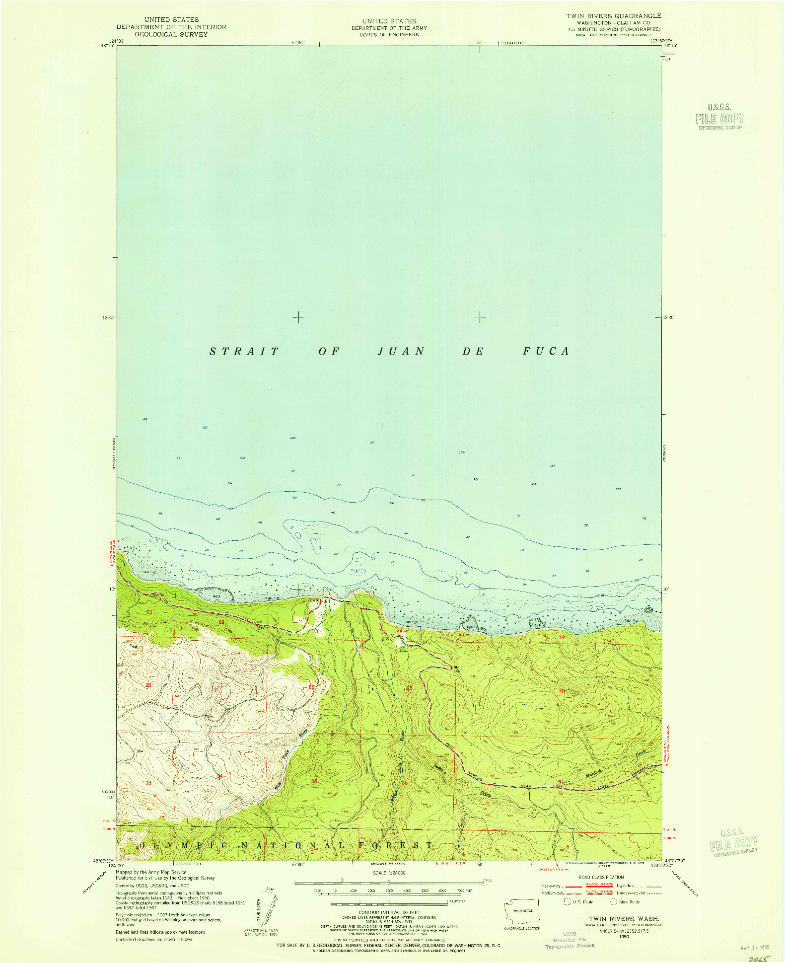 USGS 1:24000-SCALE QUADRANGLE FOR TWIN RIVERS, WA 1950