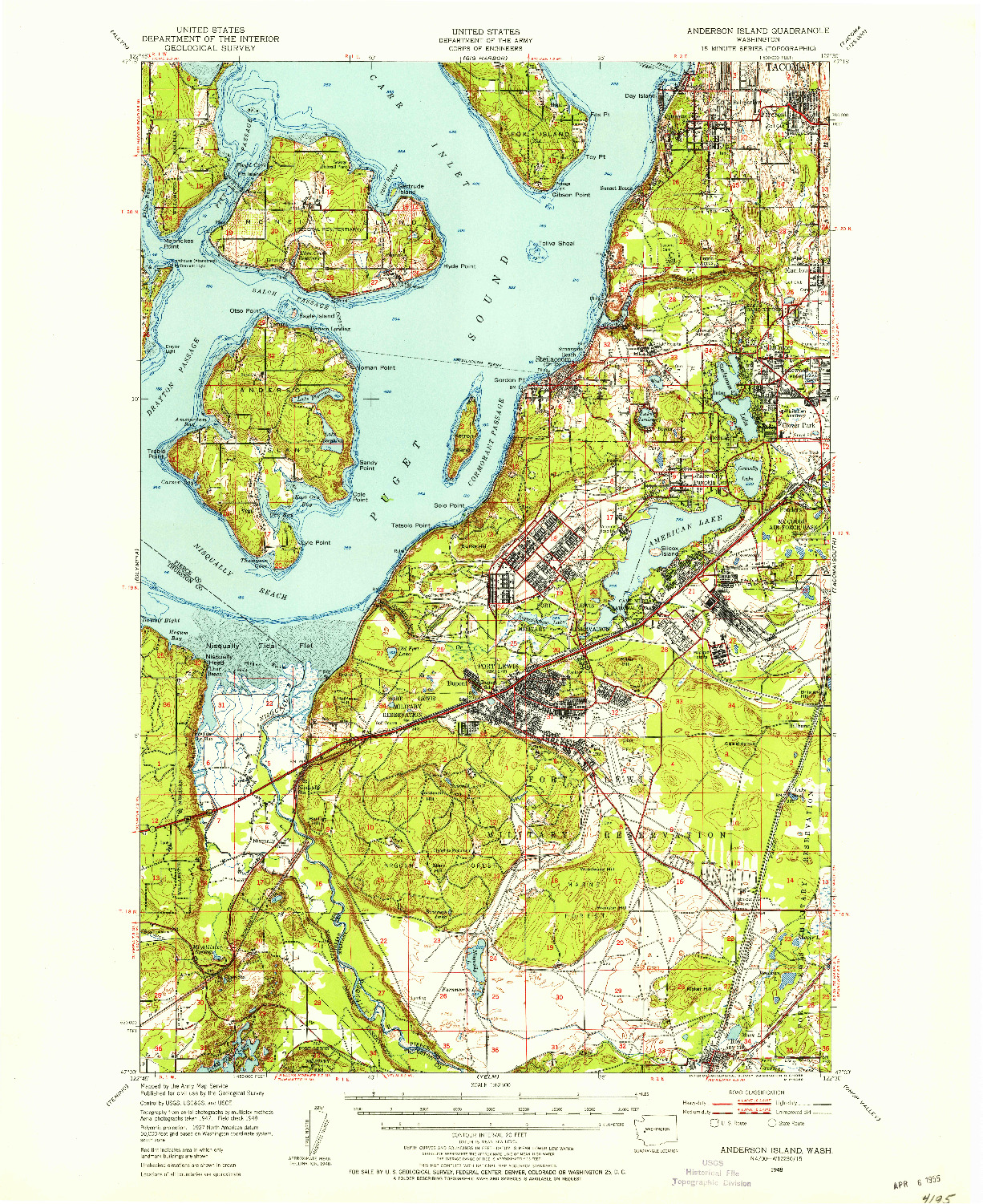 USGS 1:62500-SCALE QUADRANGLE FOR ANDERSON ISLAND, WA 1948
