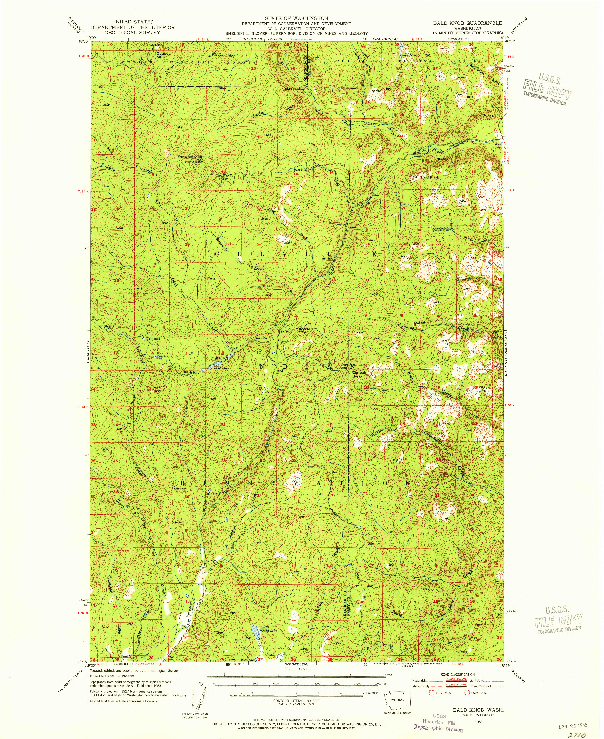USGS 1:62500-SCALE QUADRANGLE FOR BALD KNOB, WA 1953