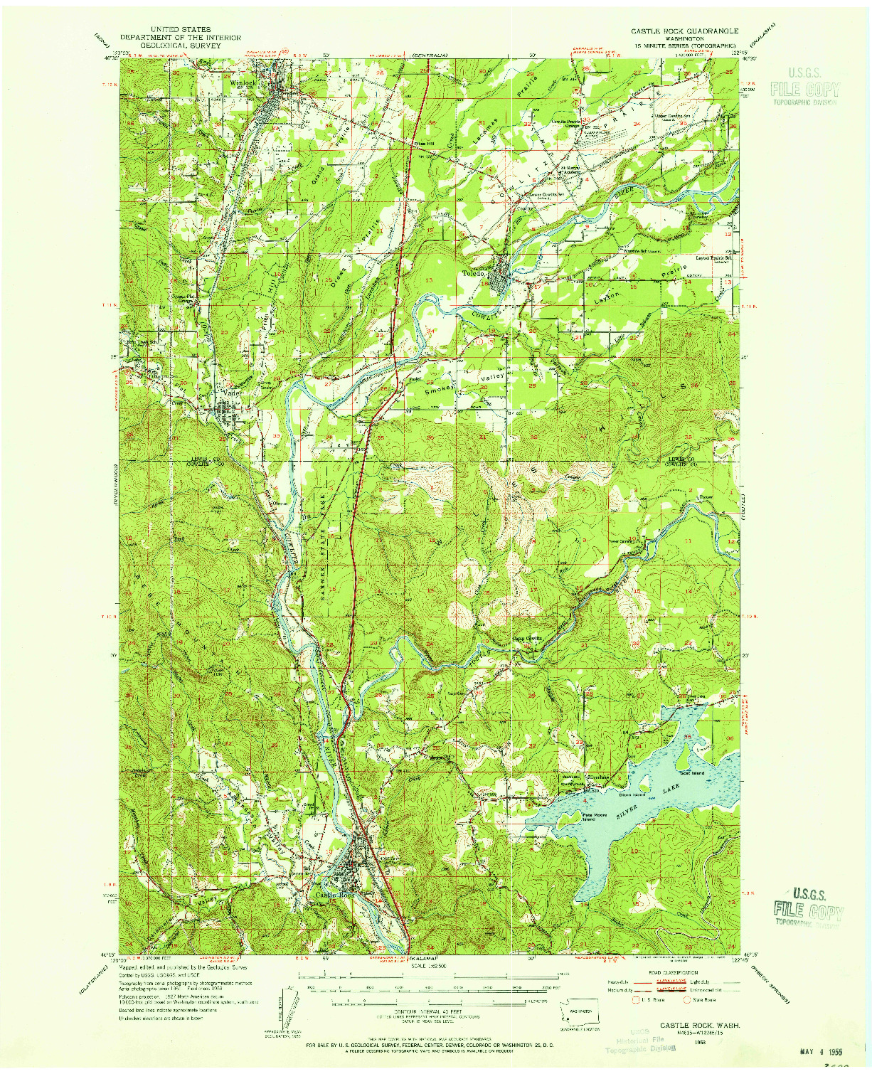 USGS 1:62500-SCALE QUADRANGLE FOR CASTLE ROCK, WA 1953