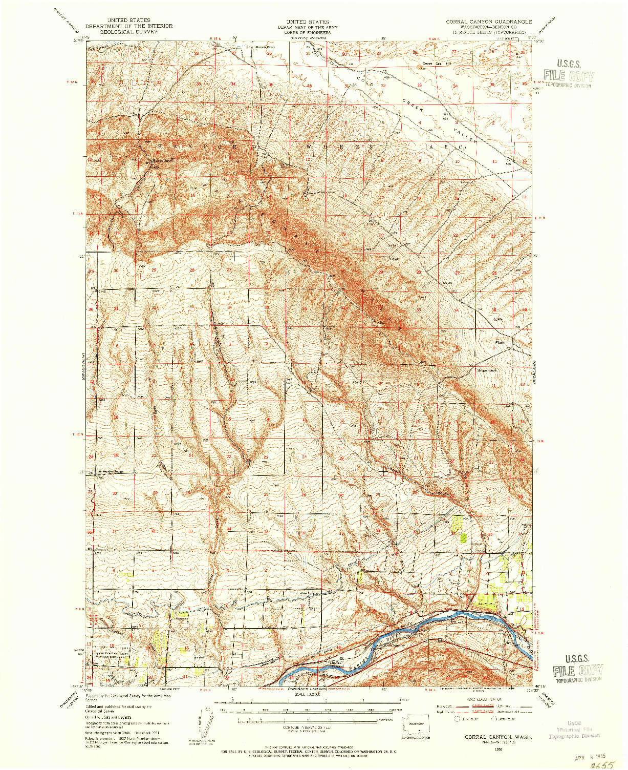 USGS 1:62500-SCALE QUADRANGLE FOR CORRAL CANYON, WA 1951