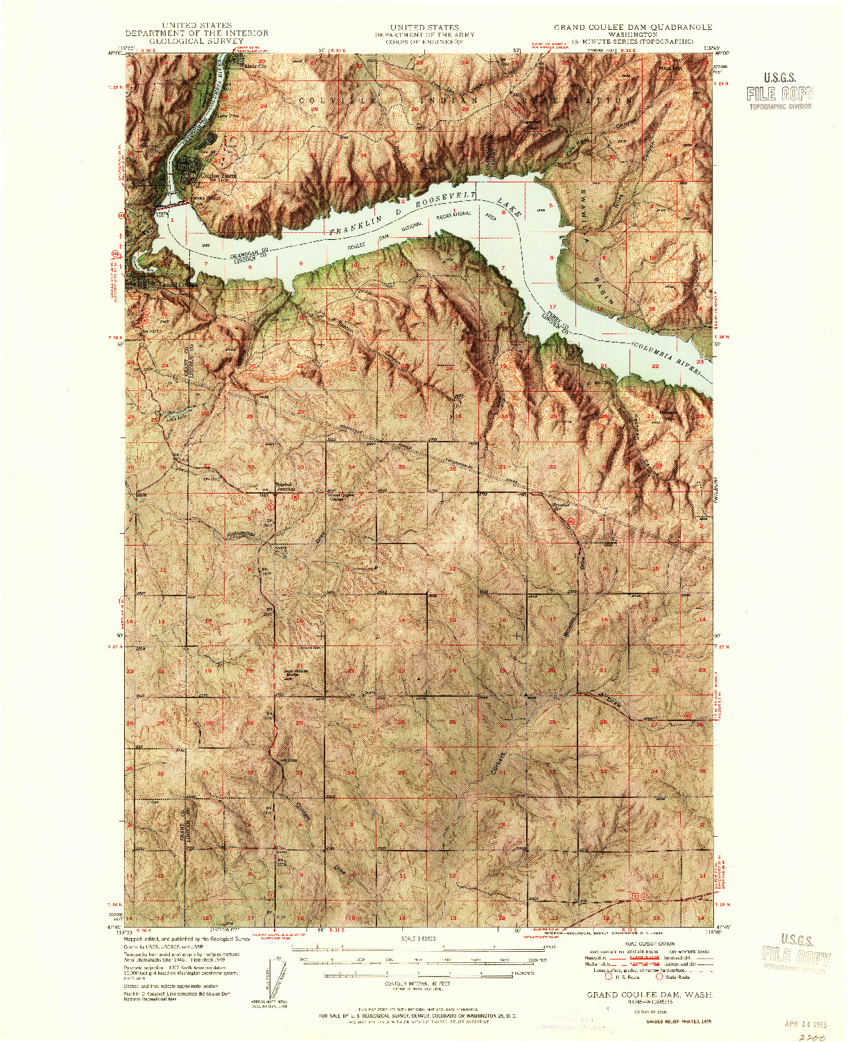 USGS 1:62500-SCALE QUADRANGLE FOR GRAND COULEE DAM, WA 1950