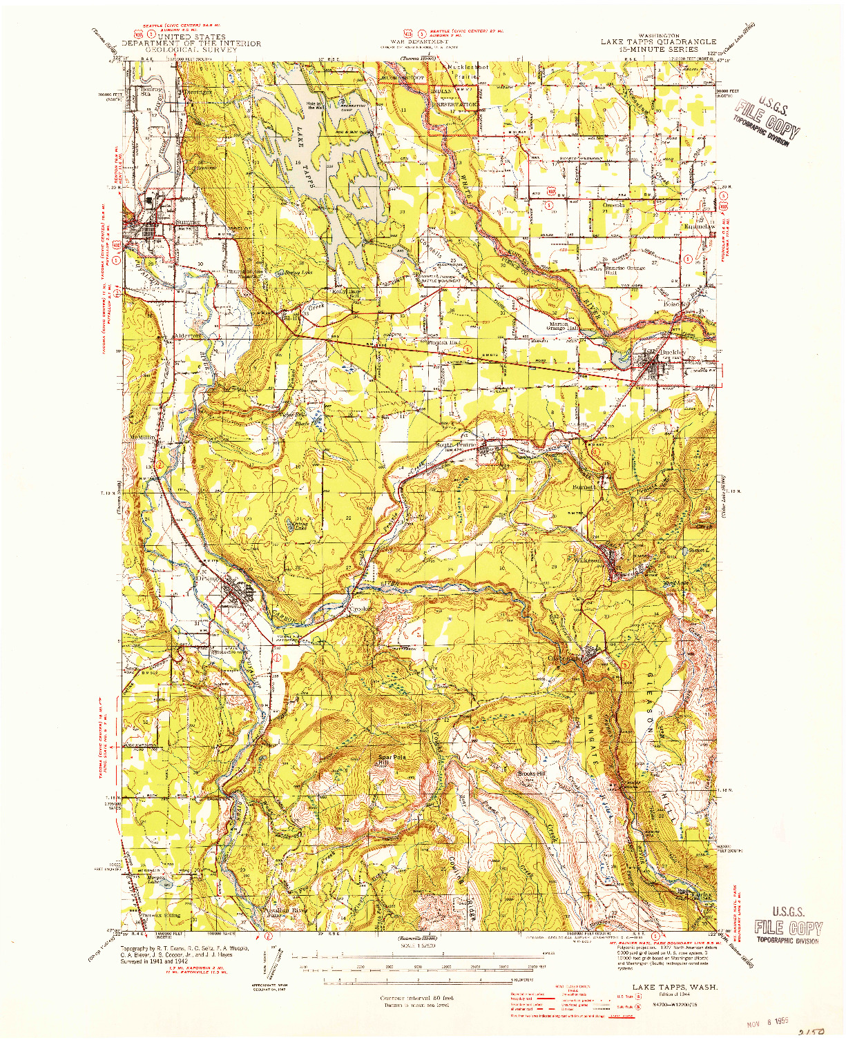 USGS 1:62500-SCALE QUADRANGLE FOR LAKE TAPPS, WA 1944